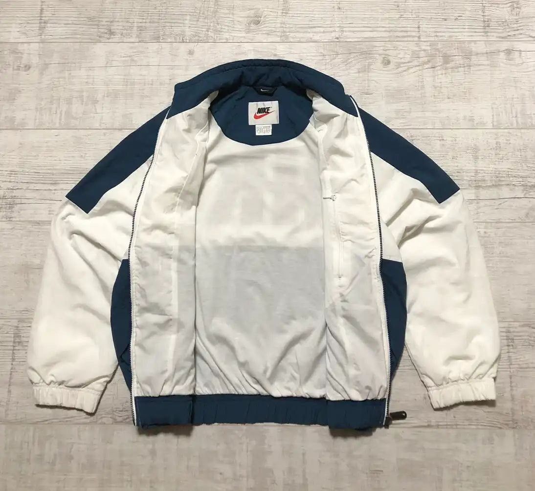 Nike × Vintage Vintage 90's Nike Nylon Drill Boxy Track Jacket Big Logo Size US XL / EU 56 / 4 - 9 Thumbnail