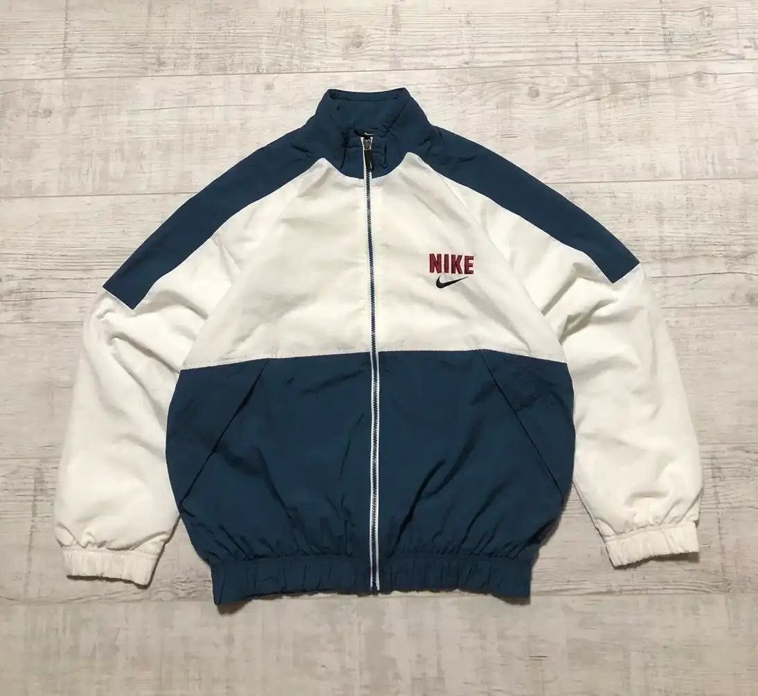Nike × Vintage Vintage 90's Nike Nylon Drill Boxy Track Jacket Big Logo Size US XL / EU 56 / 4 - 4 Thumbnail