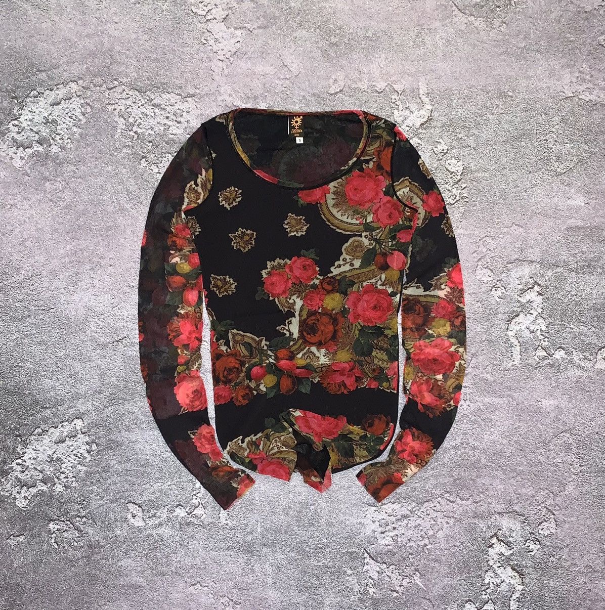 Japanese Brand × Jean Paul Gaultier JPJ Jean Paul Gaultier Soleil mesh top long sleeve flowers 🌸 Size S / US 4 / IT 40 - 1 Thumbnail