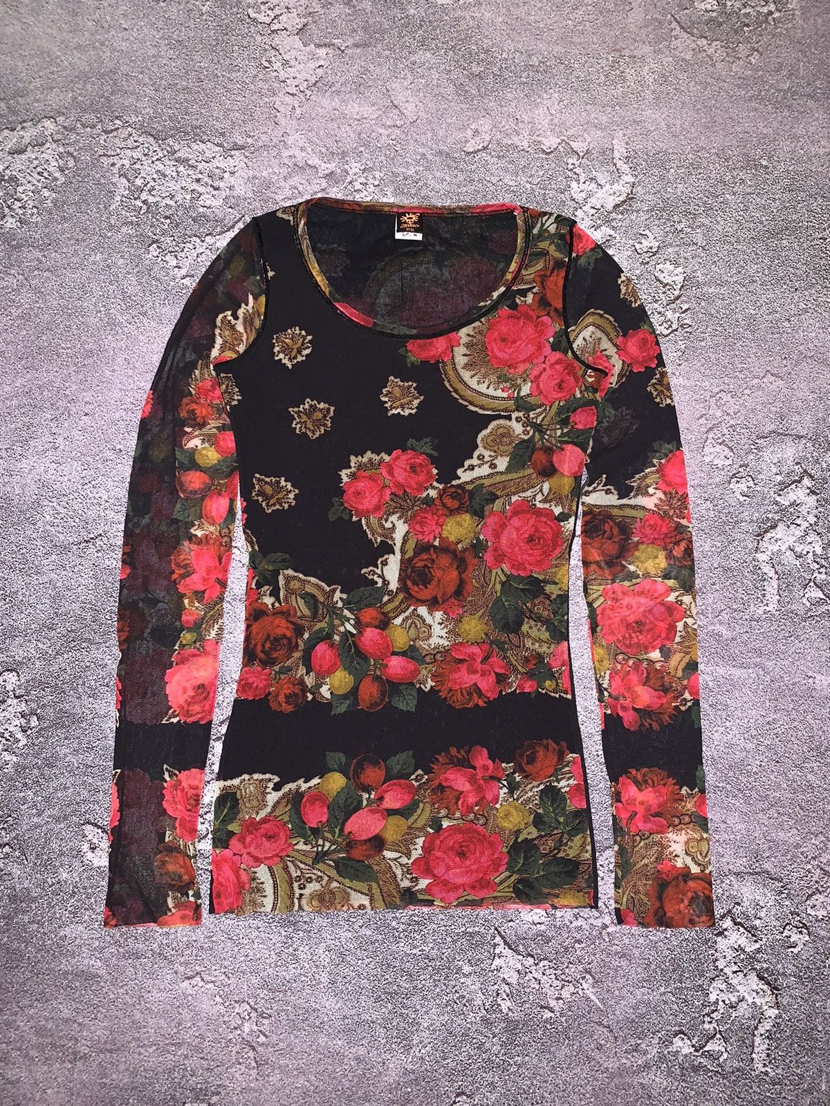 Japanese Brand × Jean Paul Gaultier JPJ Jean Paul Gaultier Soleil mesh top long sleeve flowers 🌸 Size S / US 4 / IT 40 - 4 Thumbnail
