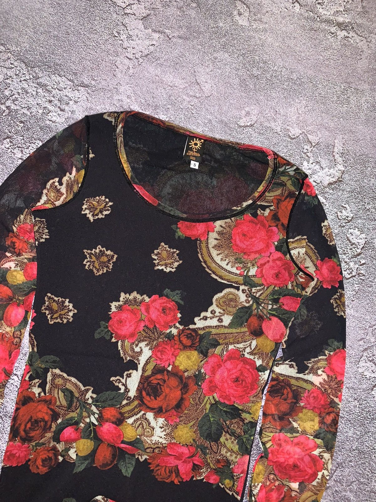 Japanese Brand × Jean Paul Gaultier JPJ Jean Paul Gaultier Soleil mesh top long sleeve flowers 🌸 Size S / US 4 / IT 40 - 3 Thumbnail