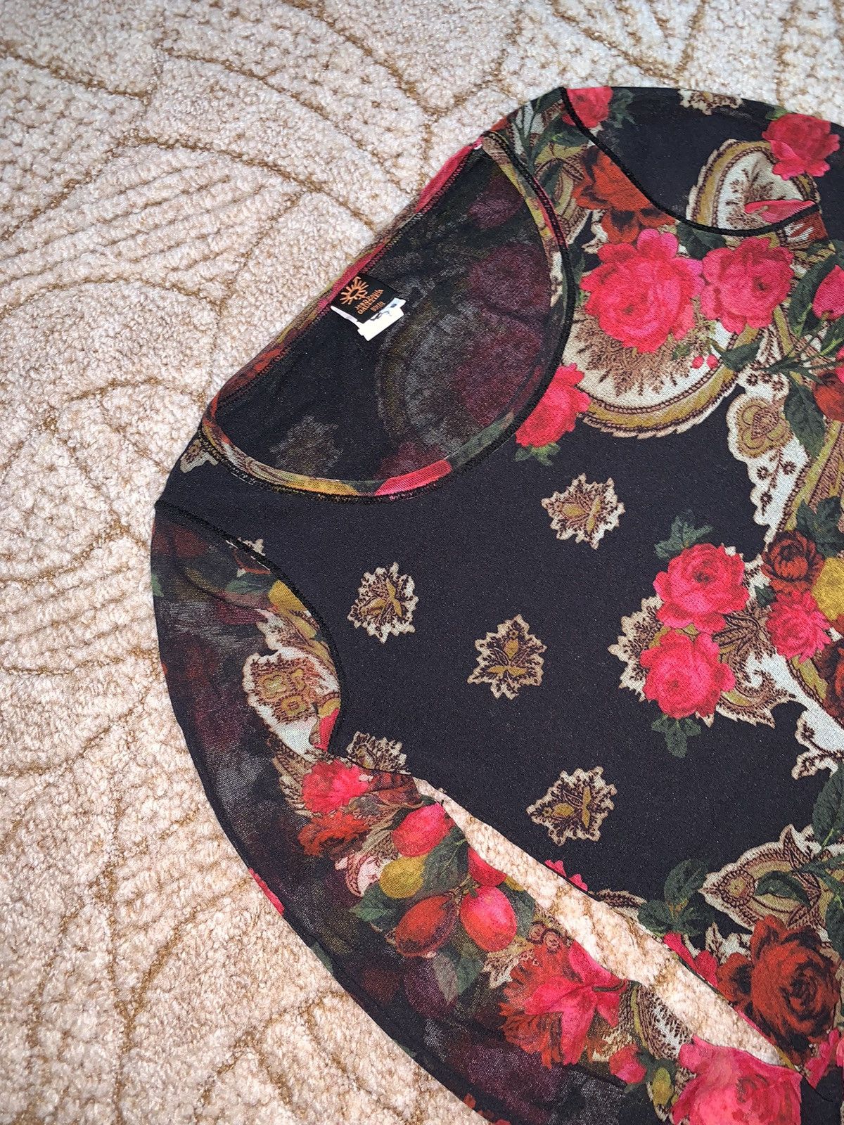 Japanese Brand × Jean Paul Gaultier JPJ Jean Paul Gaultier Soleil mesh top long sleeve flowers 🌸 Size S / US 4 / IT 40 - 7 Thumbnail