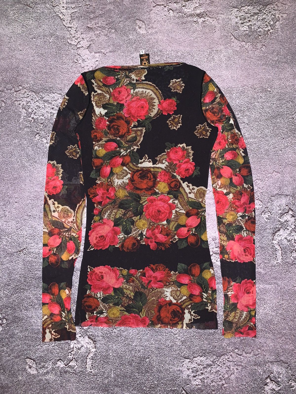 Japanese Brand × Jean Paul Gaultier JPJ Jean Paul Gaultier Soleil mesh top long sleeve flowers 🌸 Size S / US 4 / IT 40 - 5 Thumbnail
