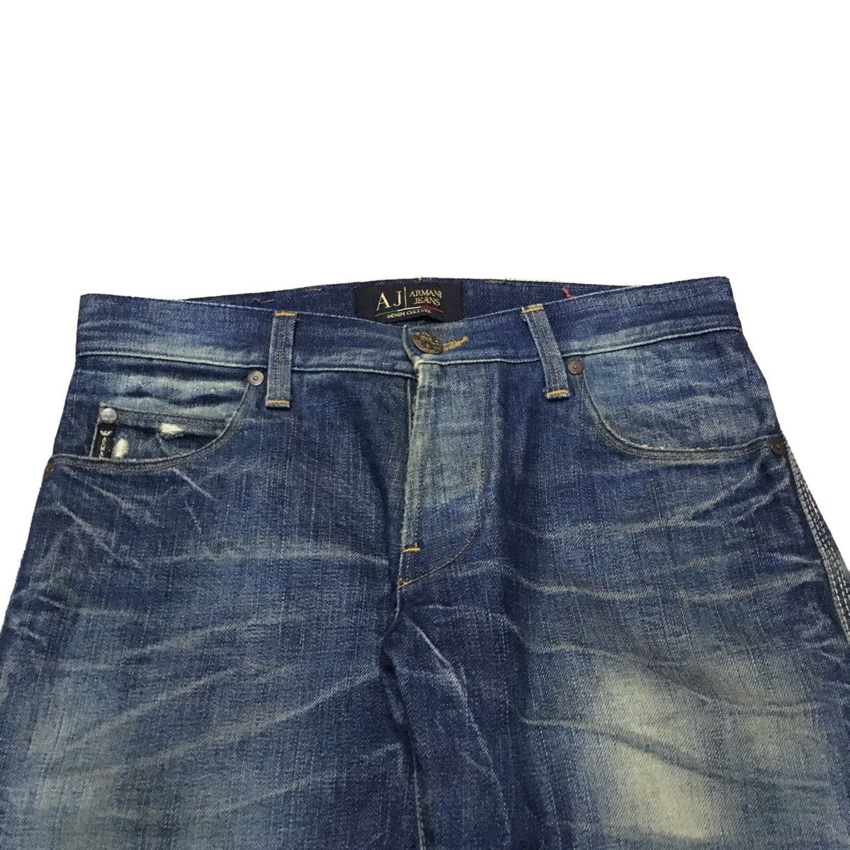Armani × Vintage Rare Design Vintage Armani Distressed Selvedge Jeans 2000s Size US 31 - 6 Thumbnail