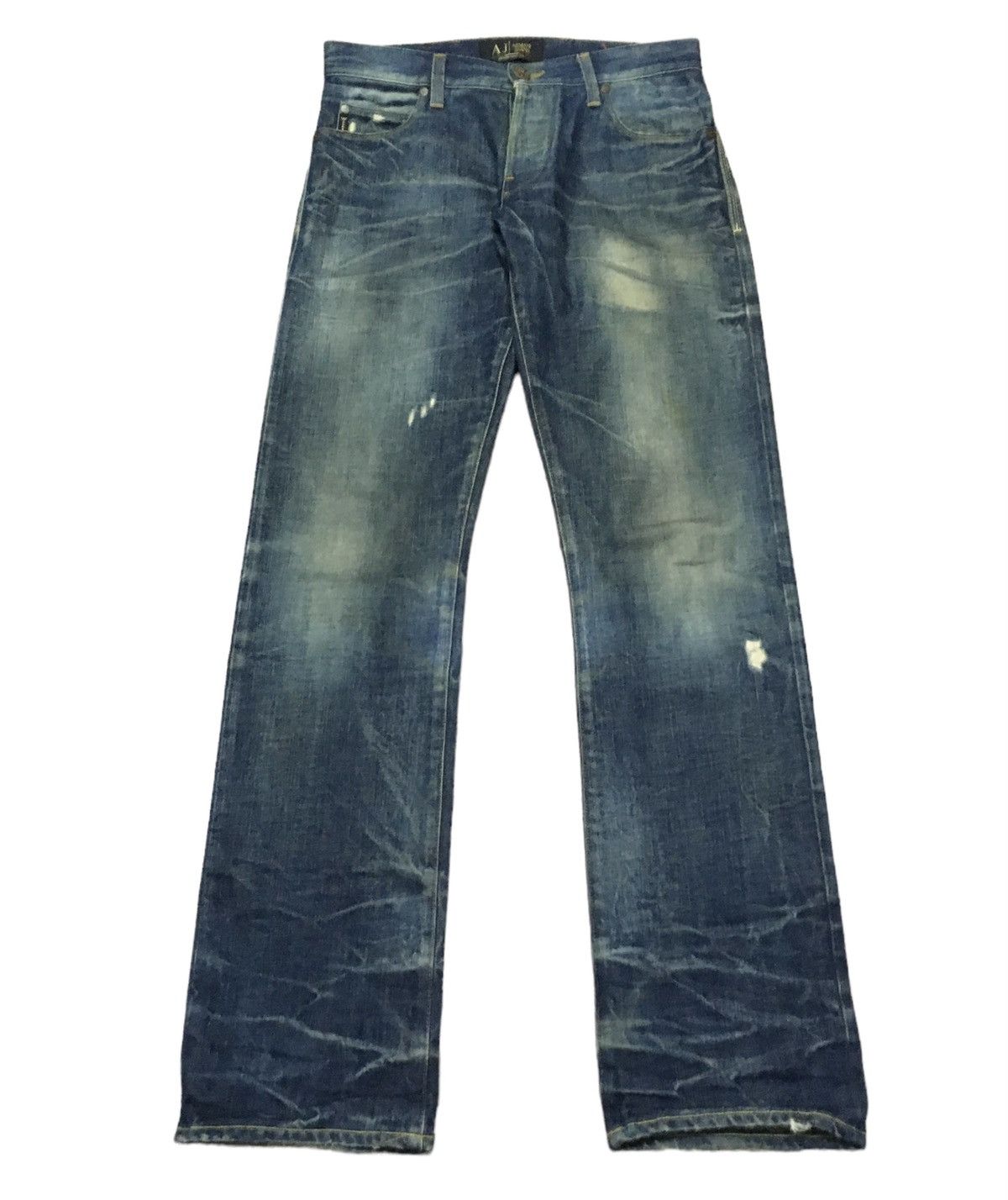 Armani × Vintage Rare Design Vintage Armani Distressed Selvedge Jeans 2000s Size US 31 - 2 Thumbnail