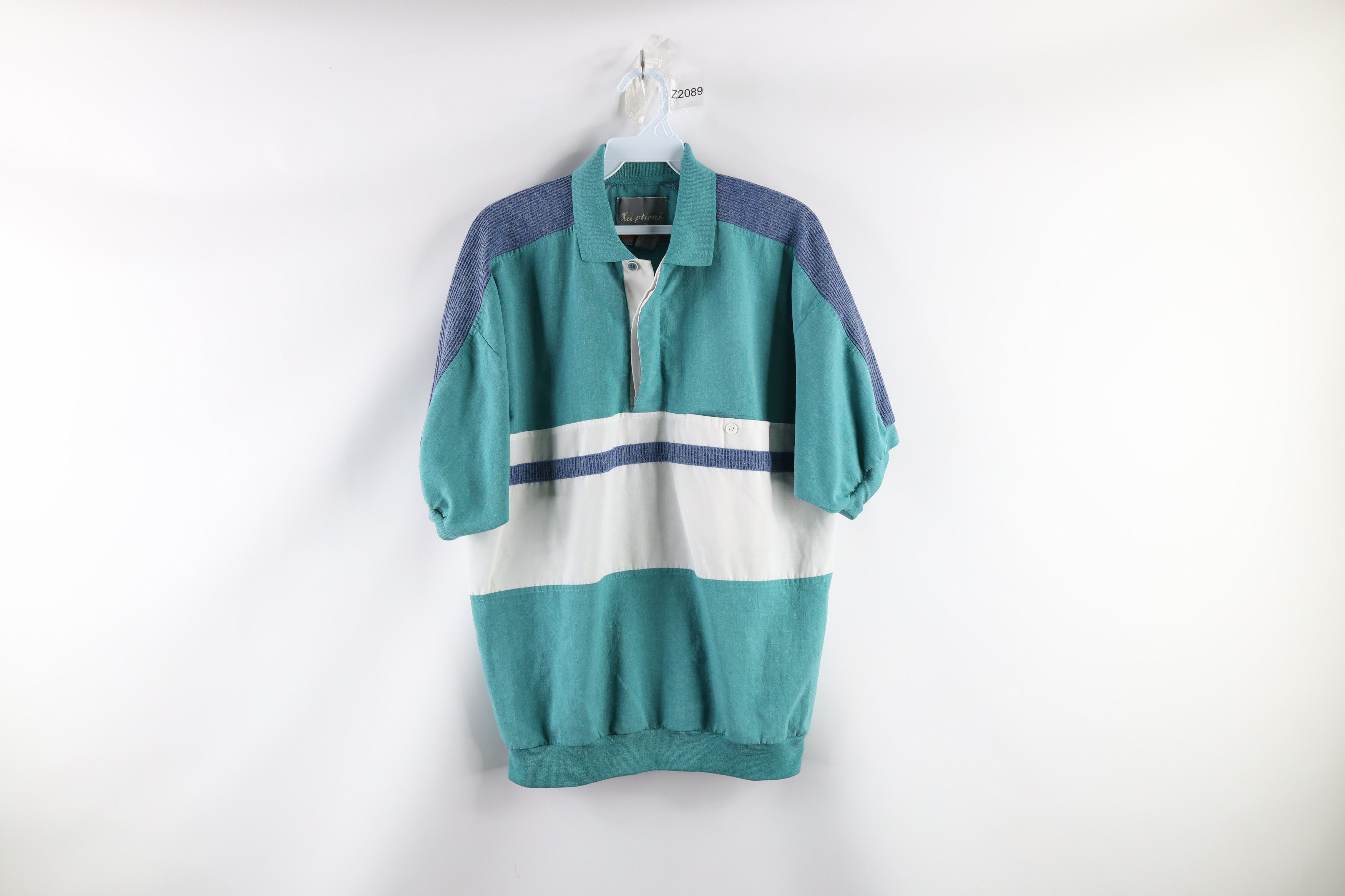 Vintage Vintage 90s Streetwear Block Collared Pullover Polo Shirt Size US M / EU 48-50 / 2 - 1 Thumbnail