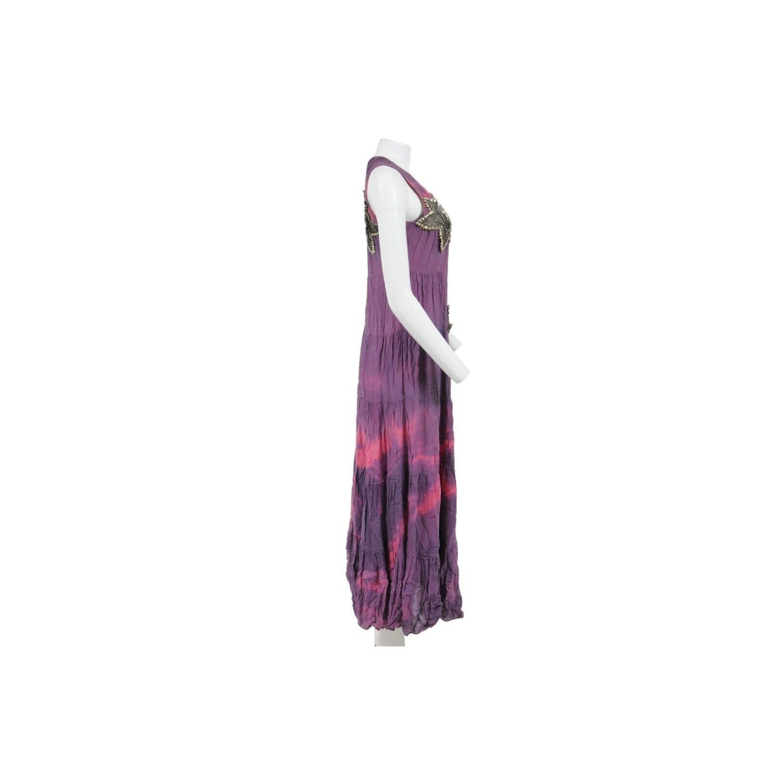 Balmain SS 08 Y2k Purple Tie Dye Silk Sun Maxi Long Dress Size S / US 4 / IT 40 - 9 Thumbnail