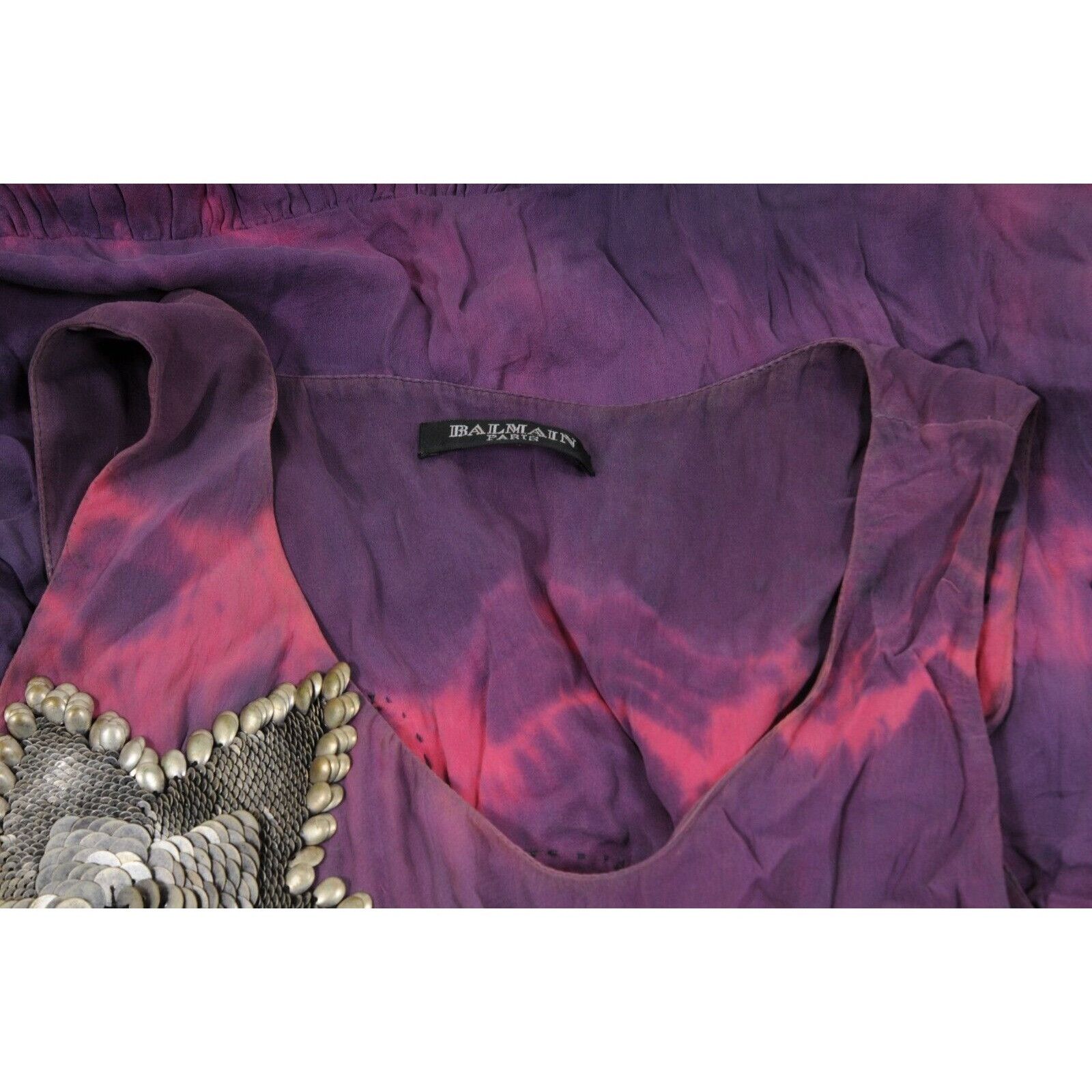 Balmain SS 08 Y2k Purple Tie Dye Silk Sun Maxi Long Dress Size S / US 4 / IT 40 - 23 Thumbnail