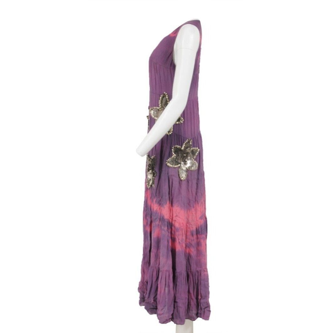 Balmain SS 08 Y2k Purple Tie Dye Silk Sun Maxi Long Dress Size S / US 4 / IT 40 - 15 Thumbnail