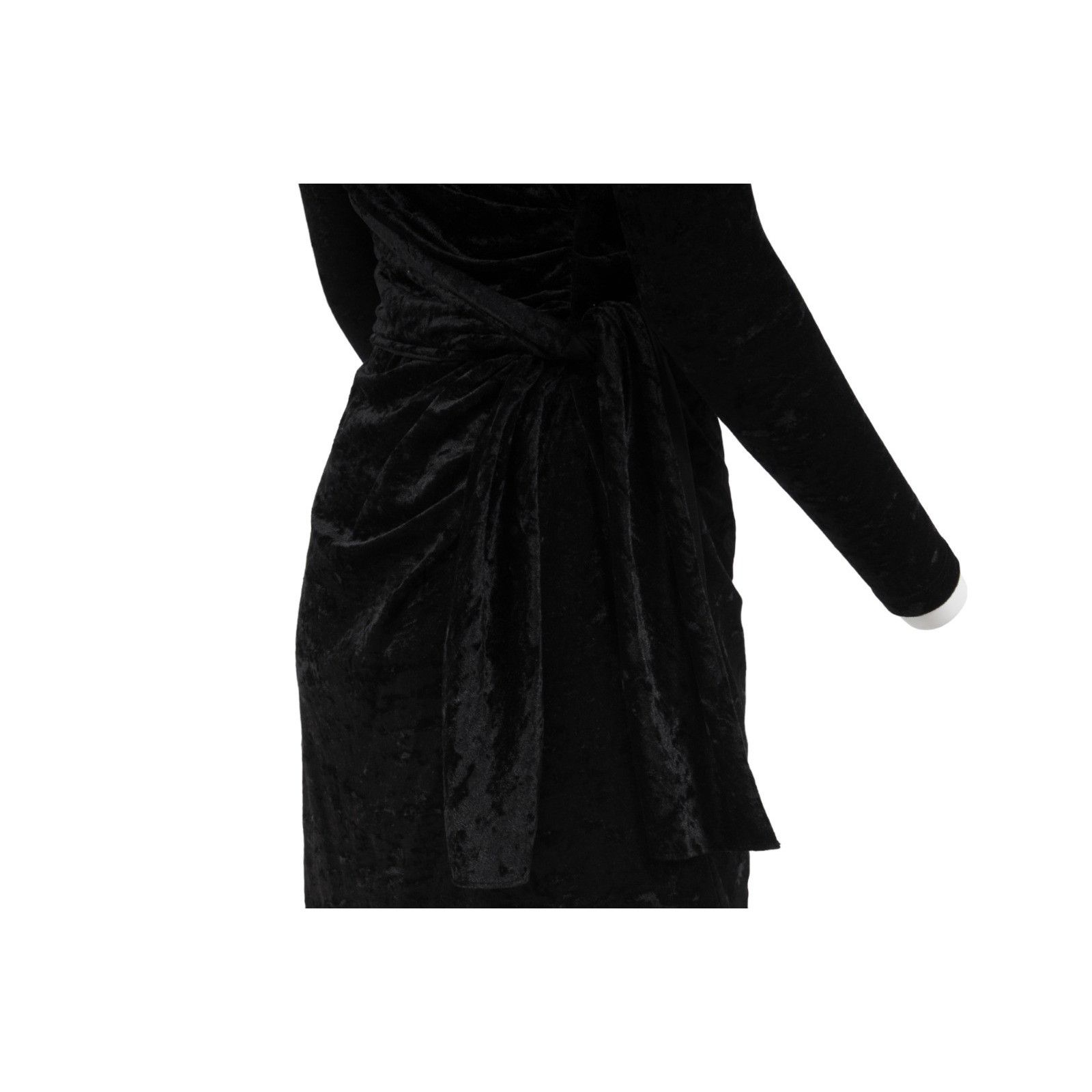 Balenciaga Wrap Mini Dress Black Crushed Velvet Tie Back Off Shoulder Size XS / US 0-2 / IT 36-38 - 7 Thumbnail