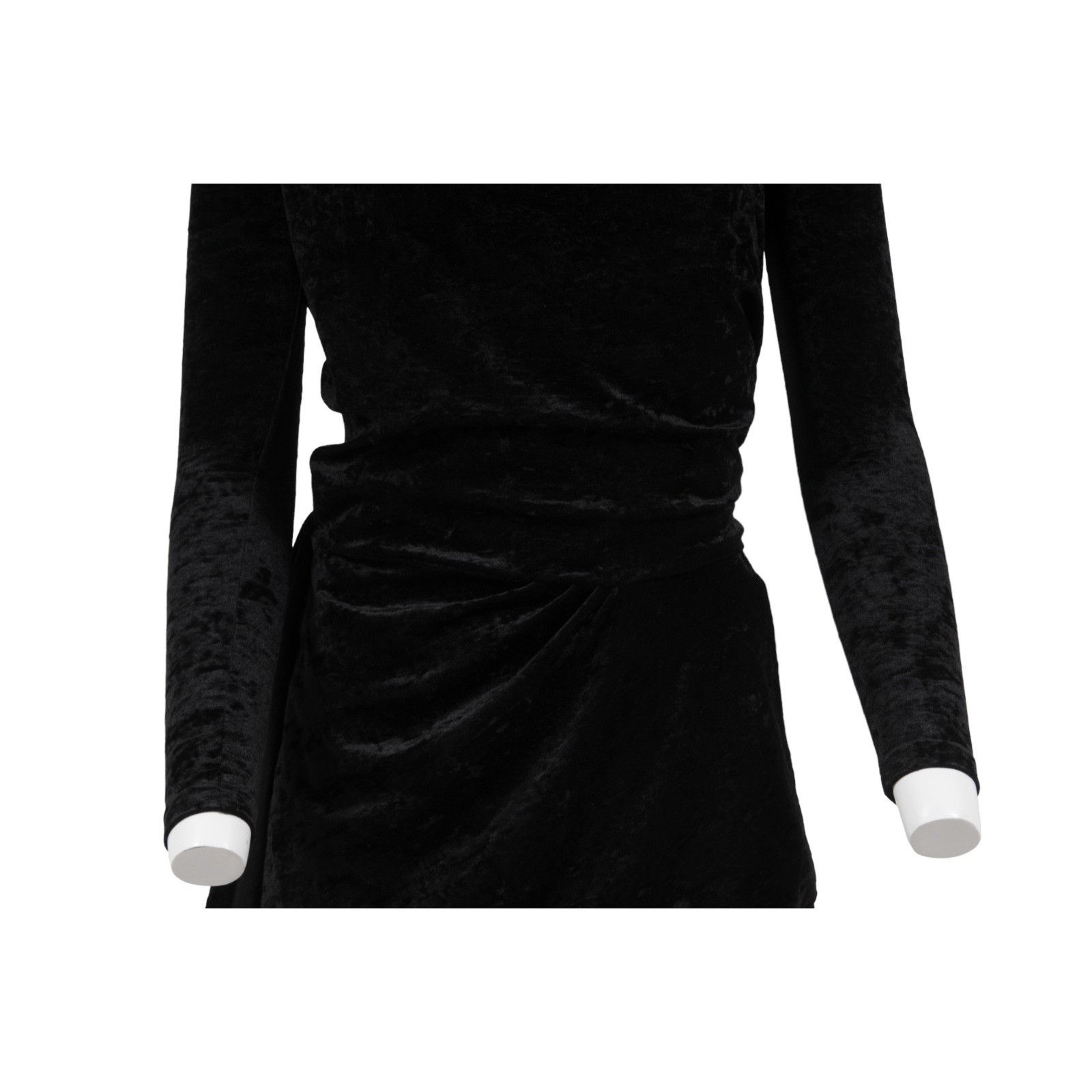 Balenciaga Wrap Mini Dress Black Crushed Velvet Tie Back Off Shoulder Size XS / US 0-2 / IT 36-38 - 4 Thumbnail