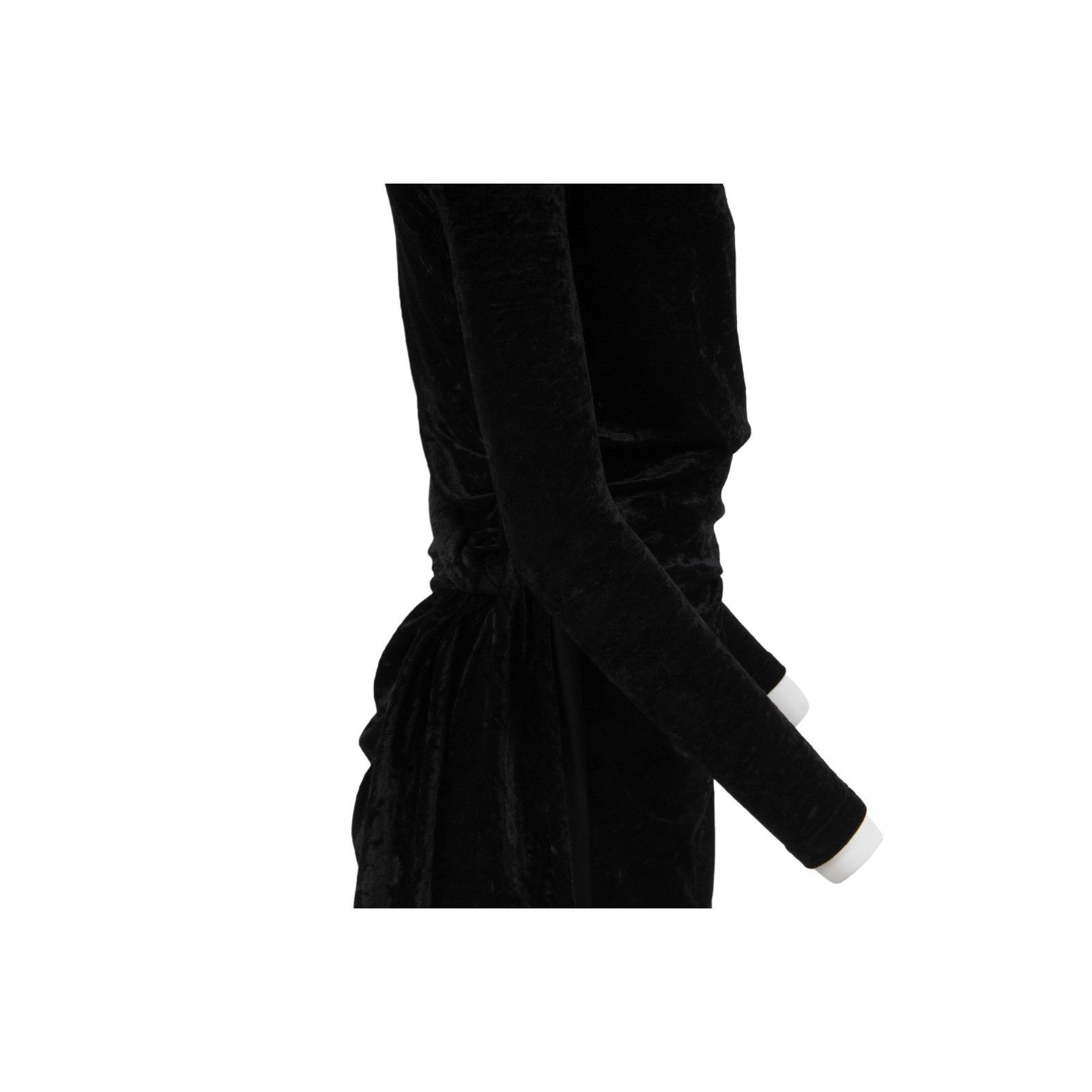 Balenciaga Wrap Mini Dress Black Crushed Velvet Tie Back Off Shoulder Size XS / US 0-2 / IT 36-38 - 6 Thumbnail
