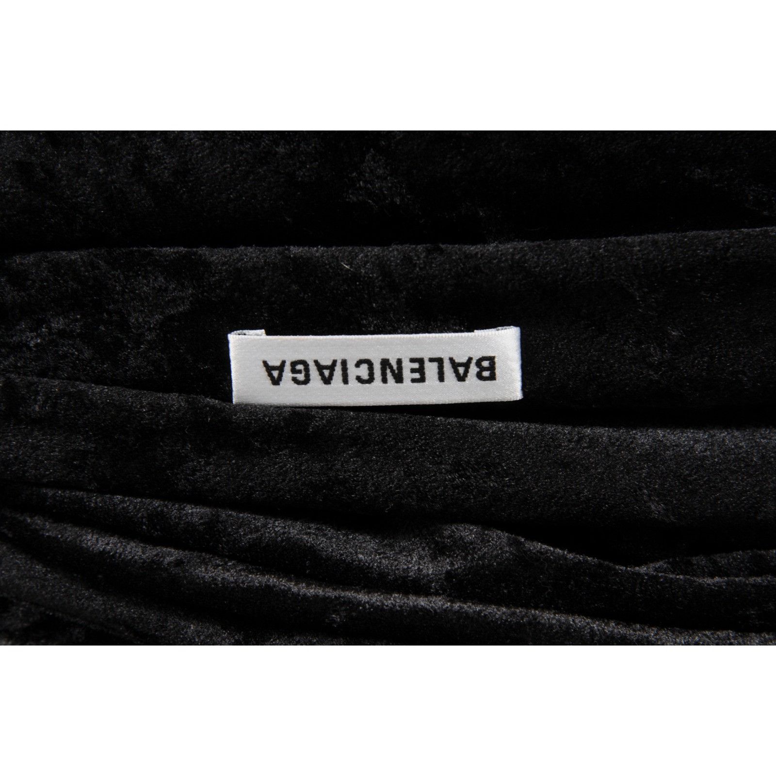 Balenciaga Wrap Mini Dress Black Crushed Velvet Tie Back Off Shoulder Size XS / US 0-2 / IT 36-38 - 9 Thumbnail