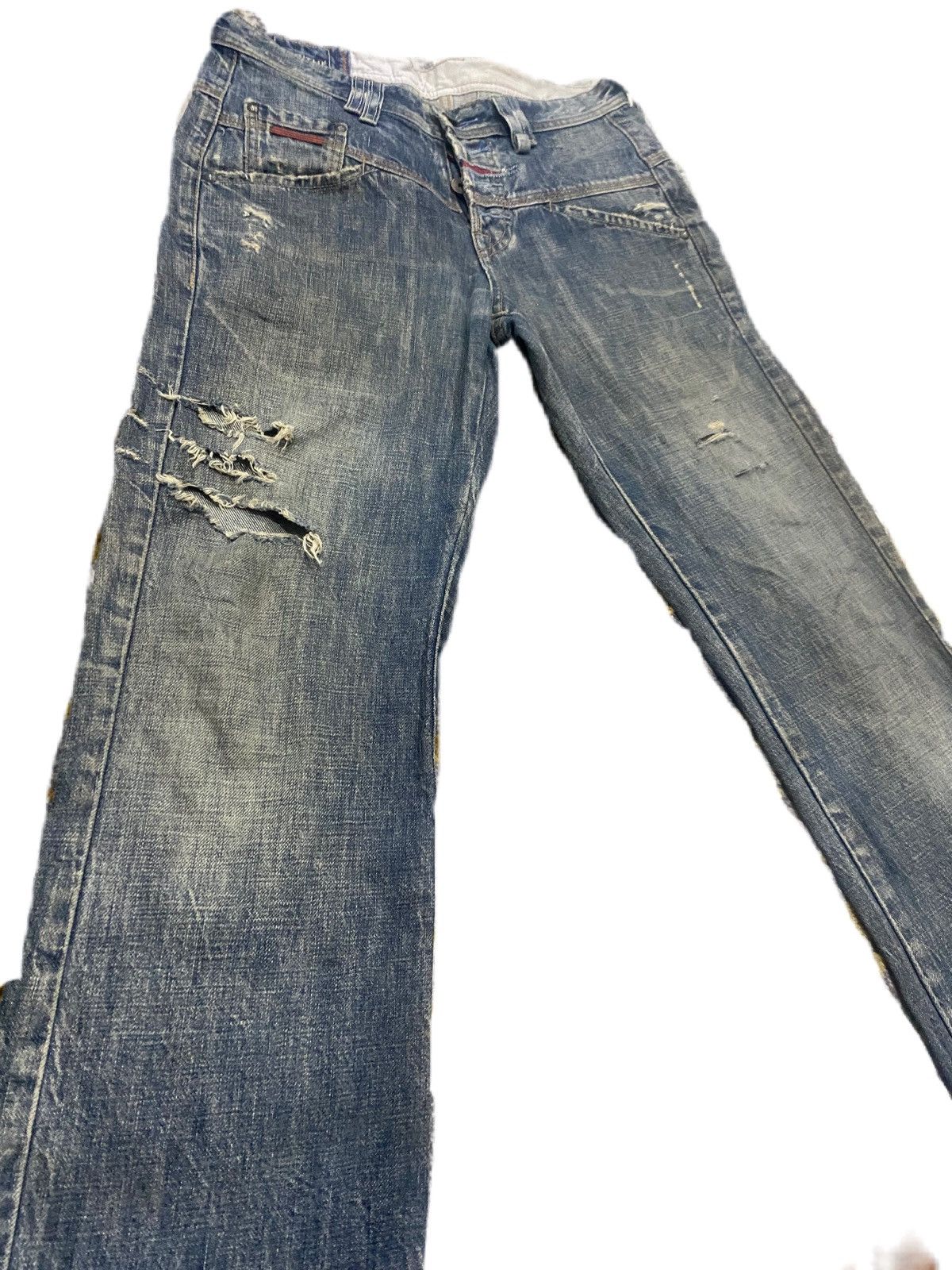Japanese Brand STRAIGHT CUT DESTROY DENIM MARITHE FRANCOIS GIRBAUD Size US 30 / EU 46 - 4 Thumbnail