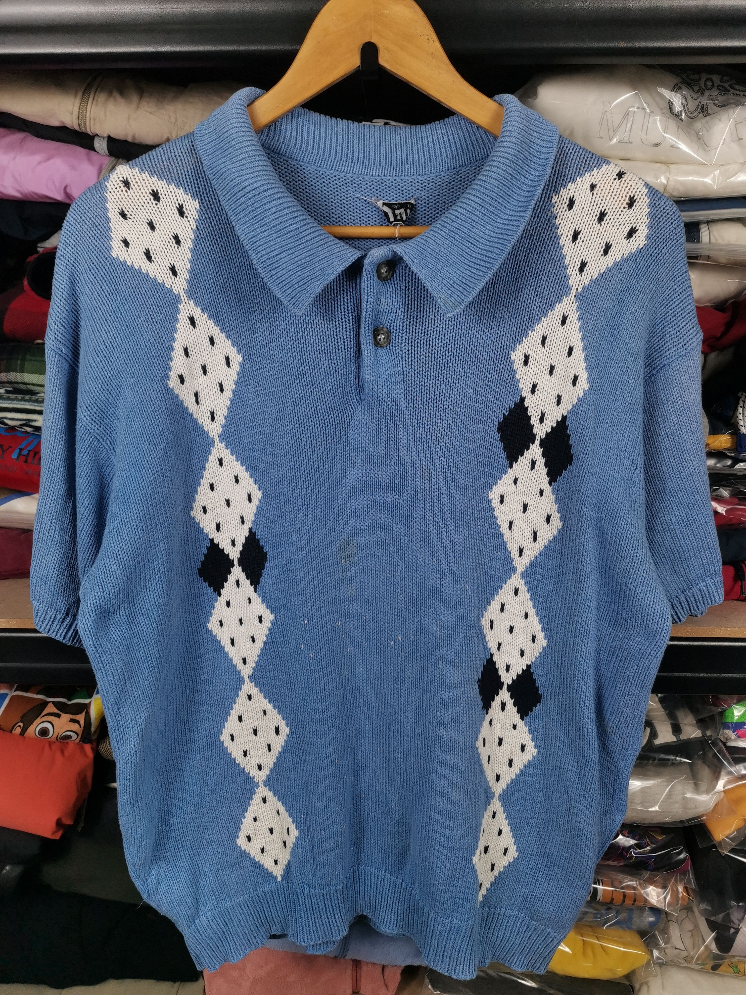 Japanese Brand Vintage 80s Japanese Brand Jun Polos Knit Shirt Diamond Art Size US M / EU 48-50 / 2 - 1 Thumbnail