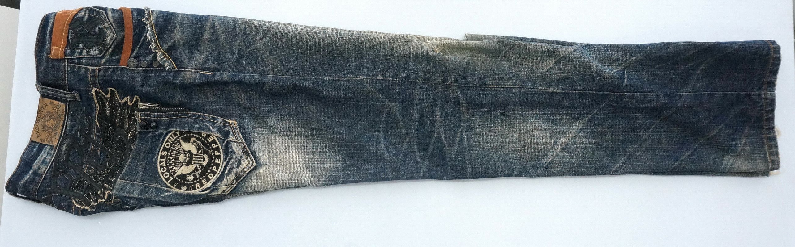 Japanese Brand Vtg! REDPEPPER Distressed Brown Off Jeans Ramones Inspired Size US 29 - 14 Thumbnail