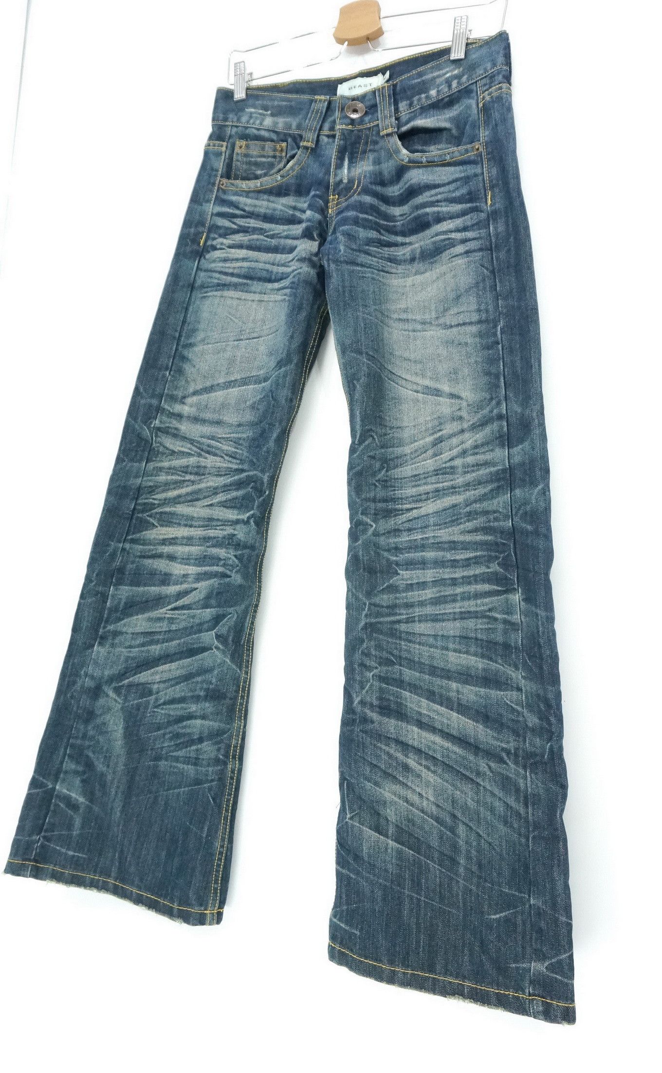 Japanese Brand Vintage BEAST Japan Wide Leg Flare Lowrise Jeans Size US 29 - 2 Thumbnail