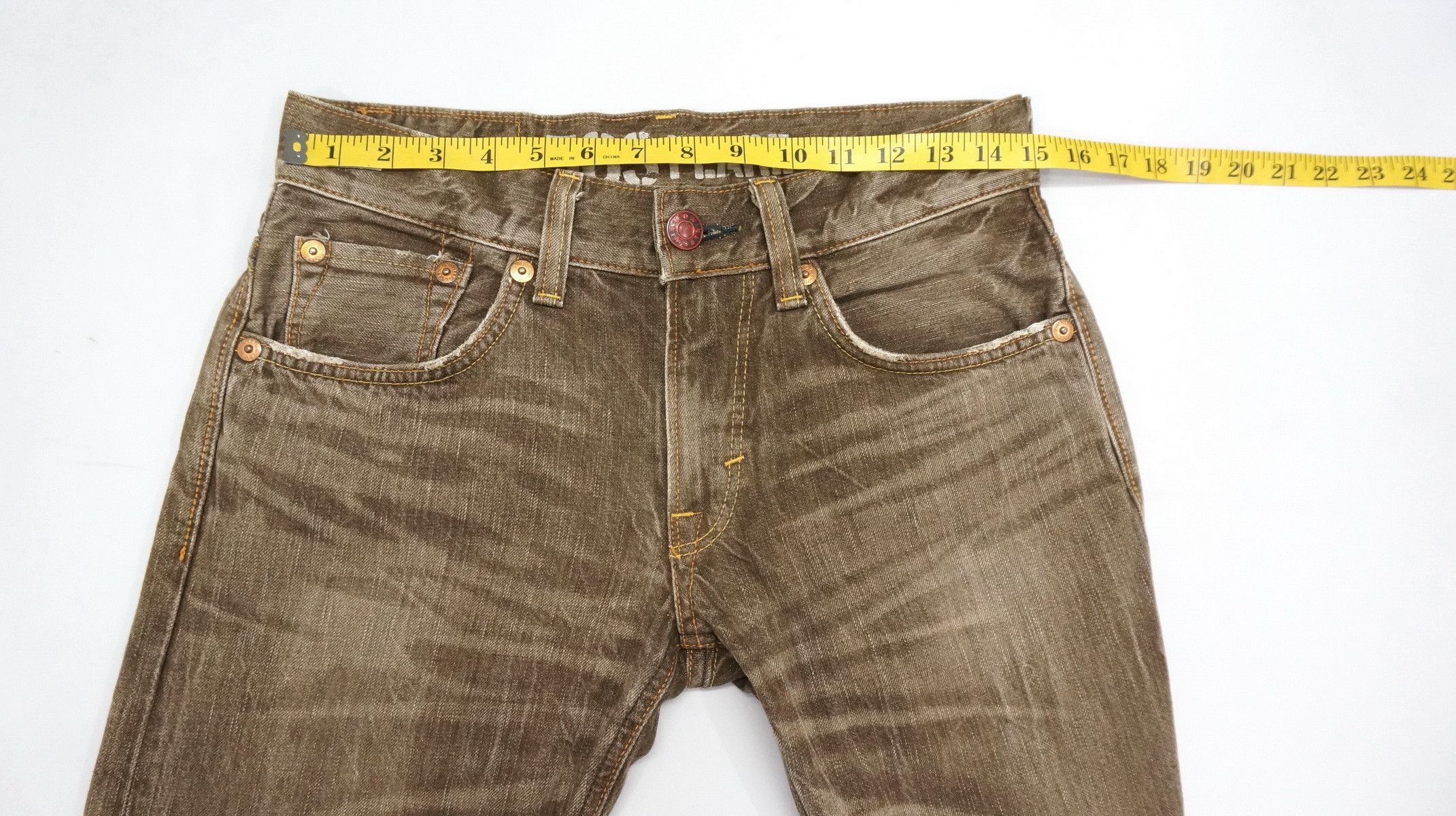 Edwin × Vintage 🔥 Flare Vintage EDWIN 503 Japan Distressed Brown Jeans W30 Size US 30 / EU 46 - 12 Thumbnail