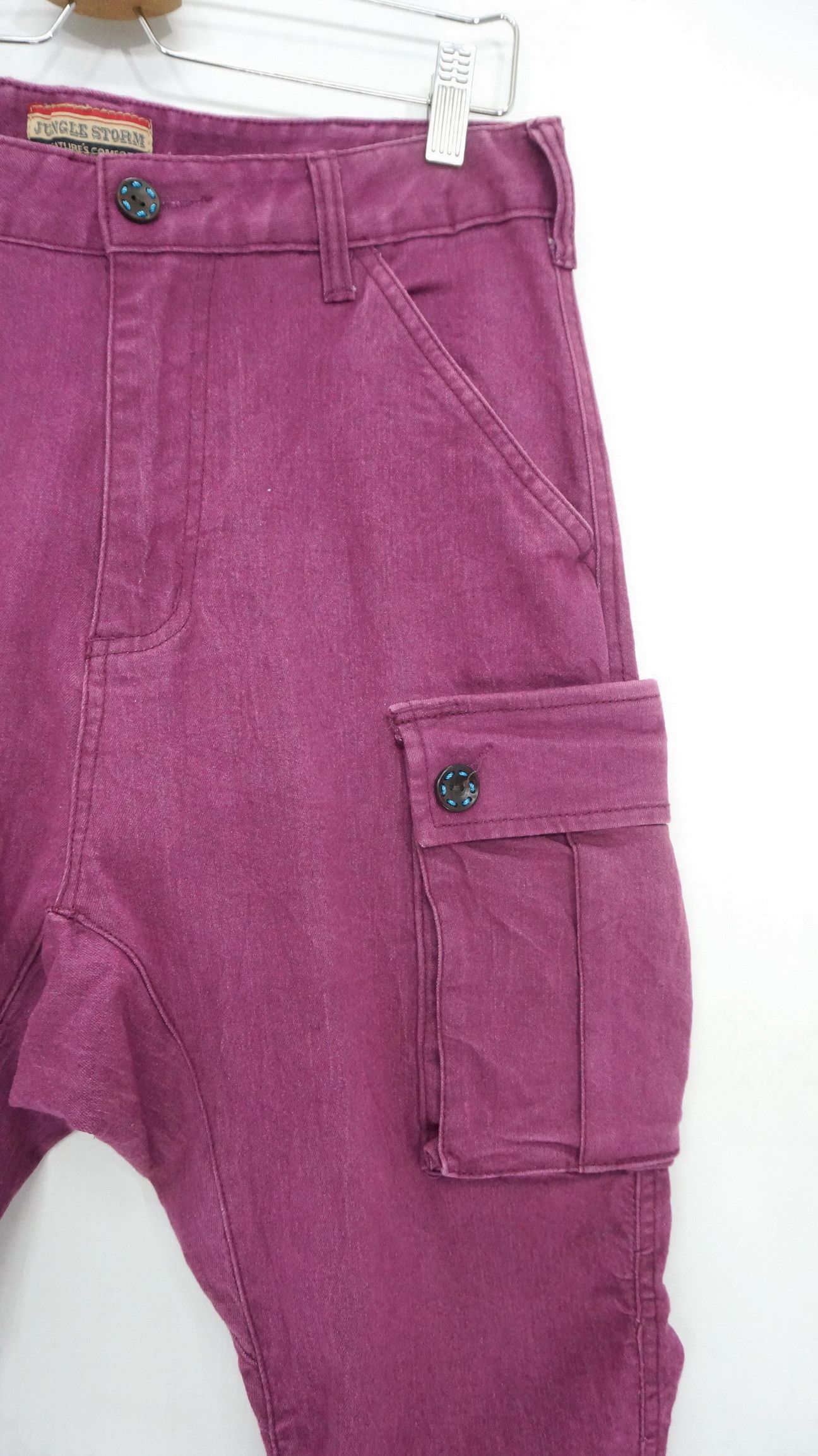 Japanese Brand JUNGLE STORM Drop Crotch Buckle Back Cargo Pants Size US 31 - 5 Thumbnail