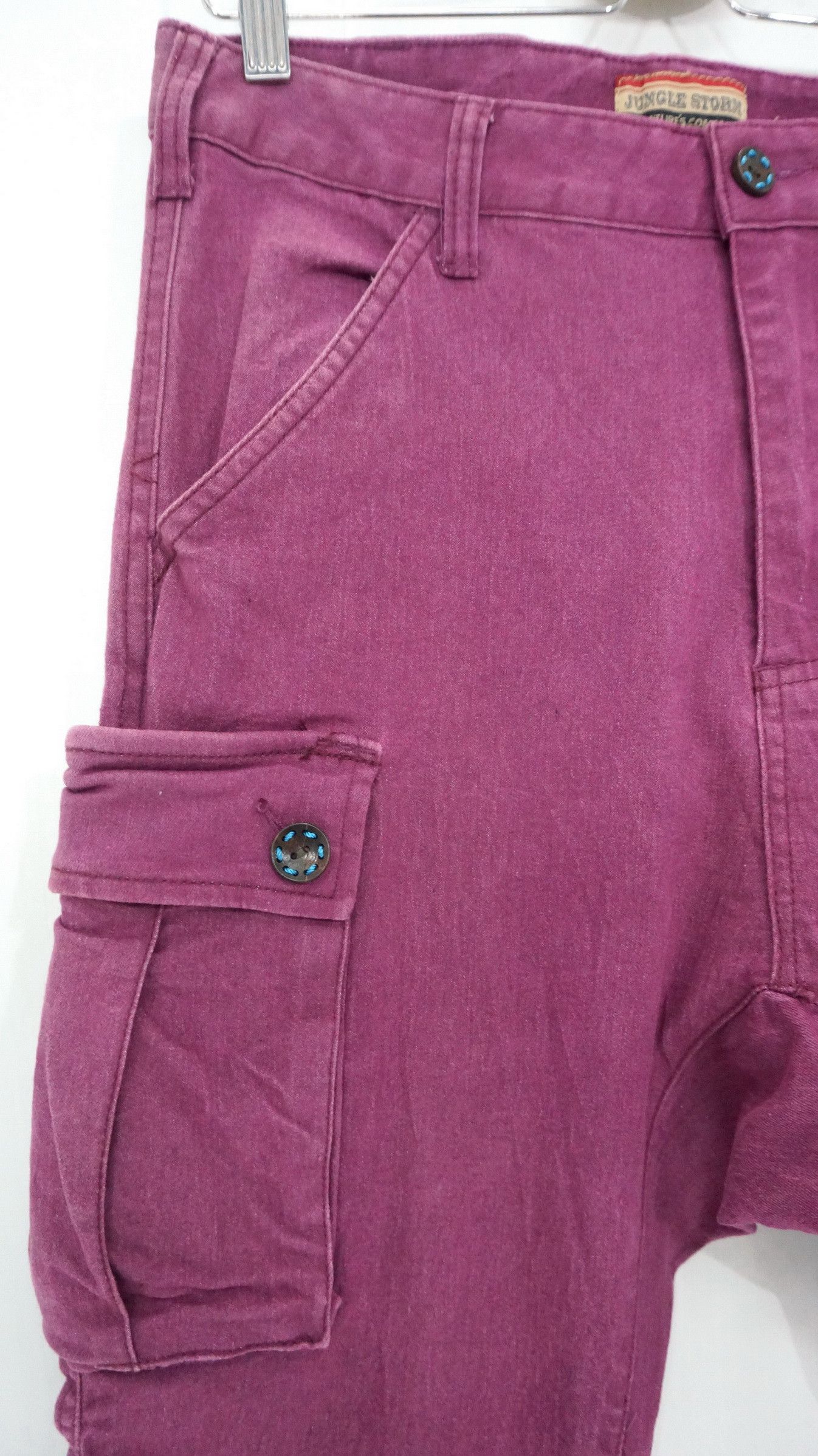 Japanese Brand JUNGLE STORM Drop Crotch Buckle Back Cargo Pants Size US 31 - 4 Thumbnail