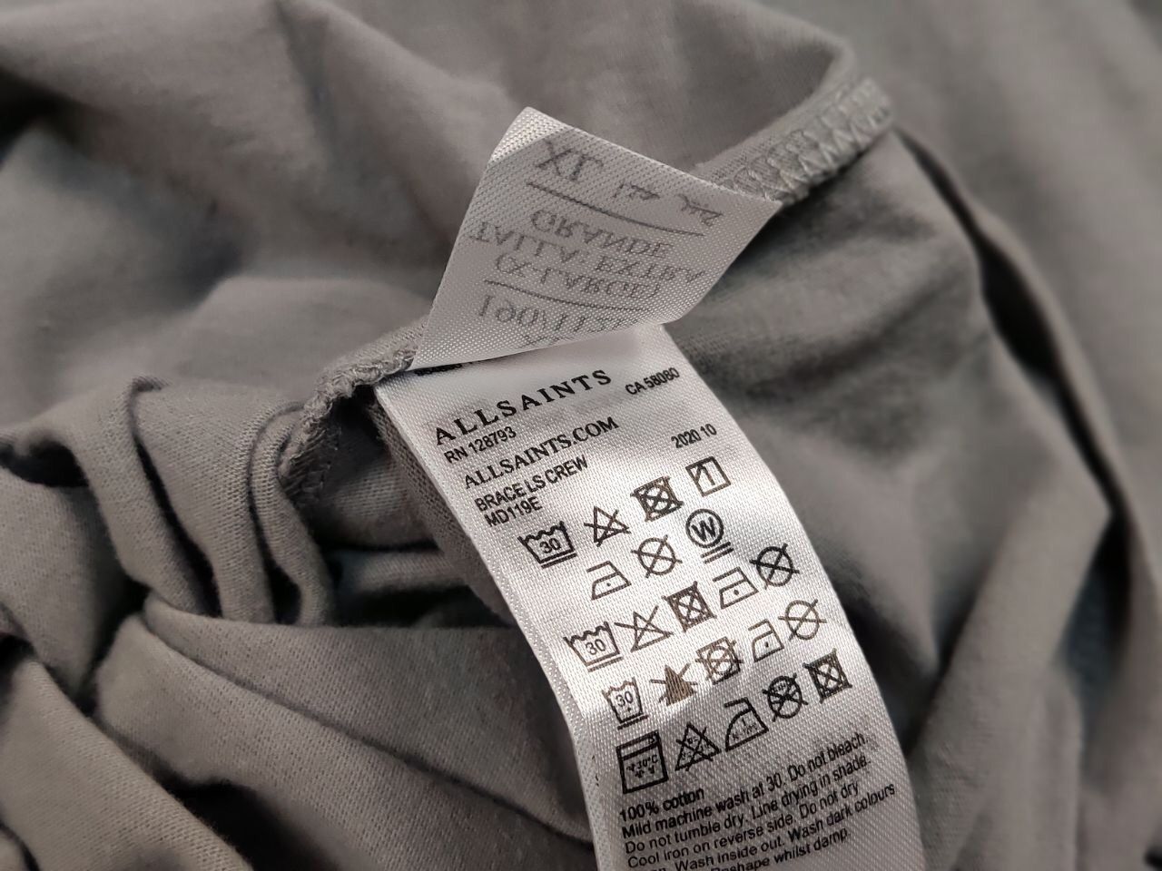 Allsaints Allsaints Brace ls crew Blanc Gray Mens long sleeve Size US L / EU 52-54 / 3 - 21 Thumbnail