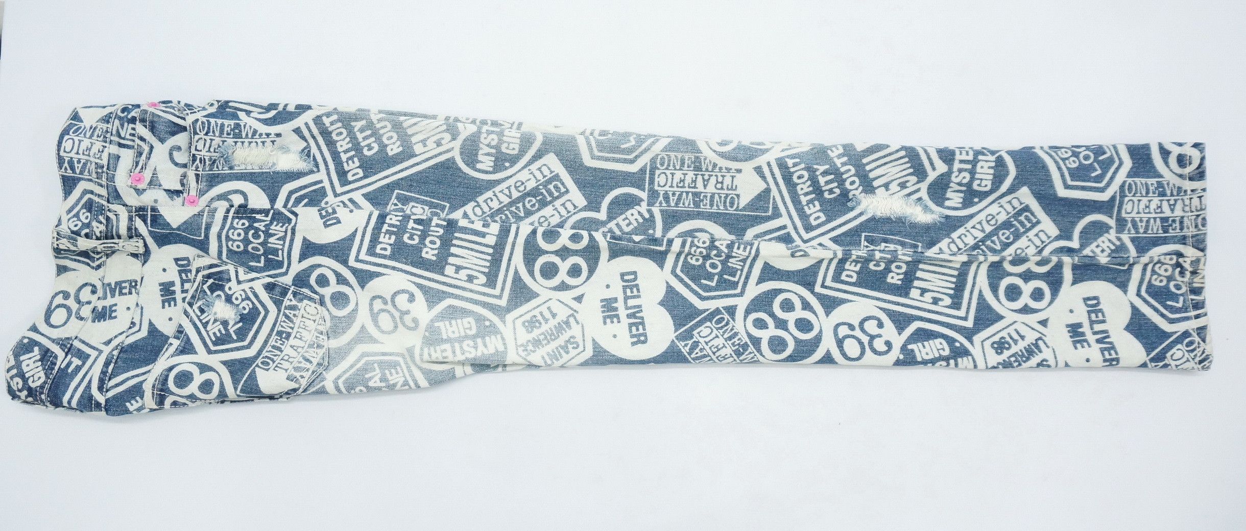 Japanese Brand GRAZIE Detroit City Overprint Distressed Women's Denim Size 29" - 12 Thumbnail