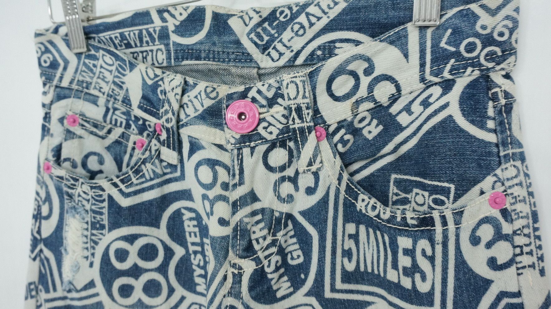 Japanese Brand GRAZIE Detroit City Overprint Distressed Women's Denim Size 29" - 9 Thumbnail
