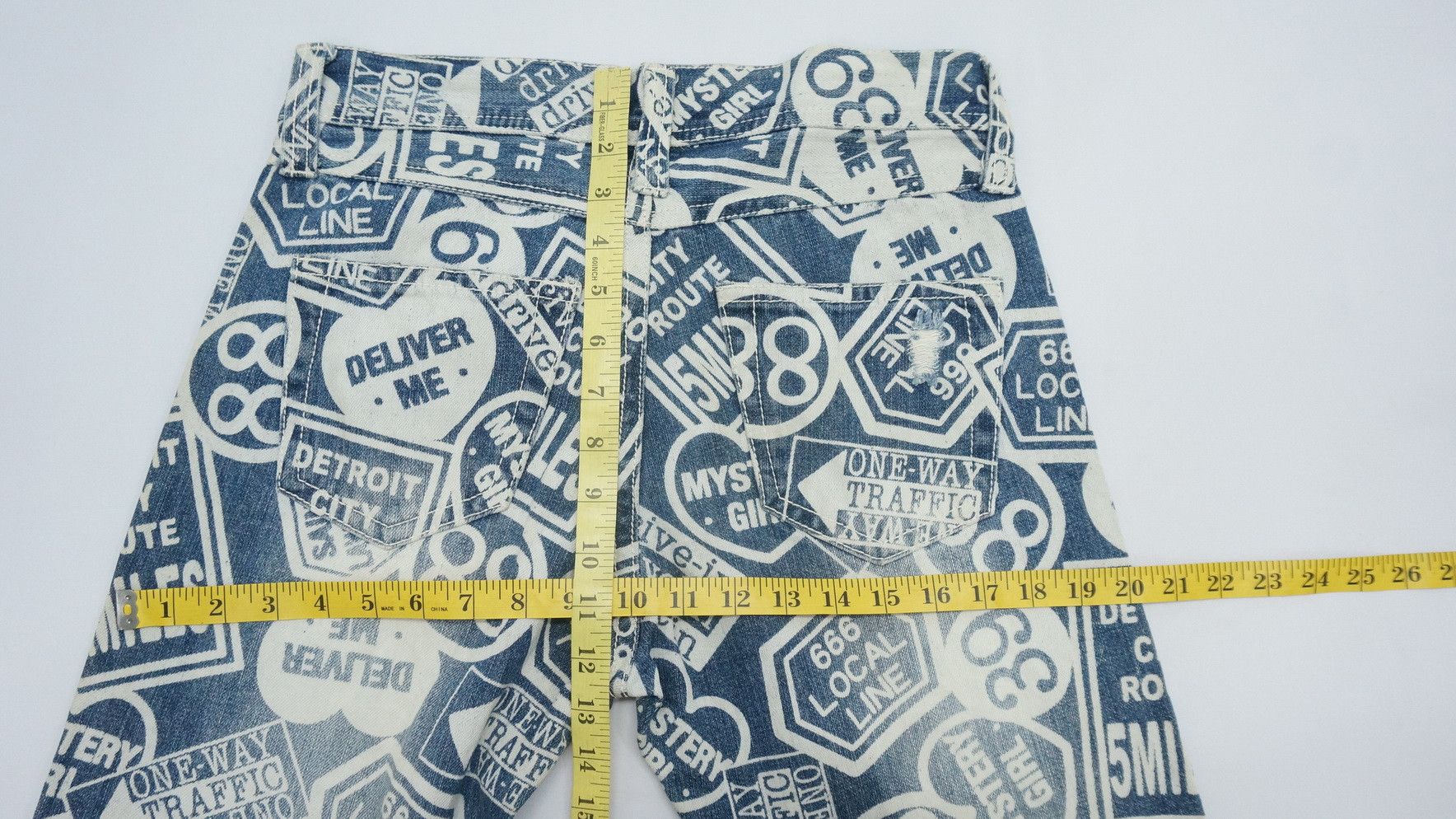 Japanese Brand GRAZIE Detroit City Overprint Distressed Women's Denim Size 29" - 17 Thumbnail