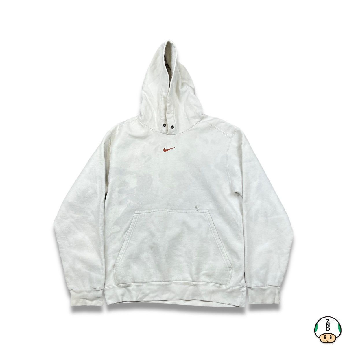 image of Y2K Nike Center Swoosh Hoodie in White, Men's (Size Small)