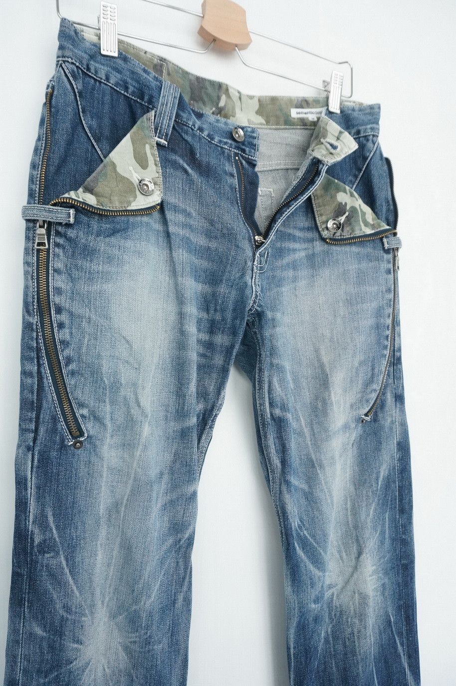semanticdesign Rare! SEMANTIC DESIGN Long Zipper Pocket Camo Roll Up Jeans Size US 29 - 1 Thumbnail