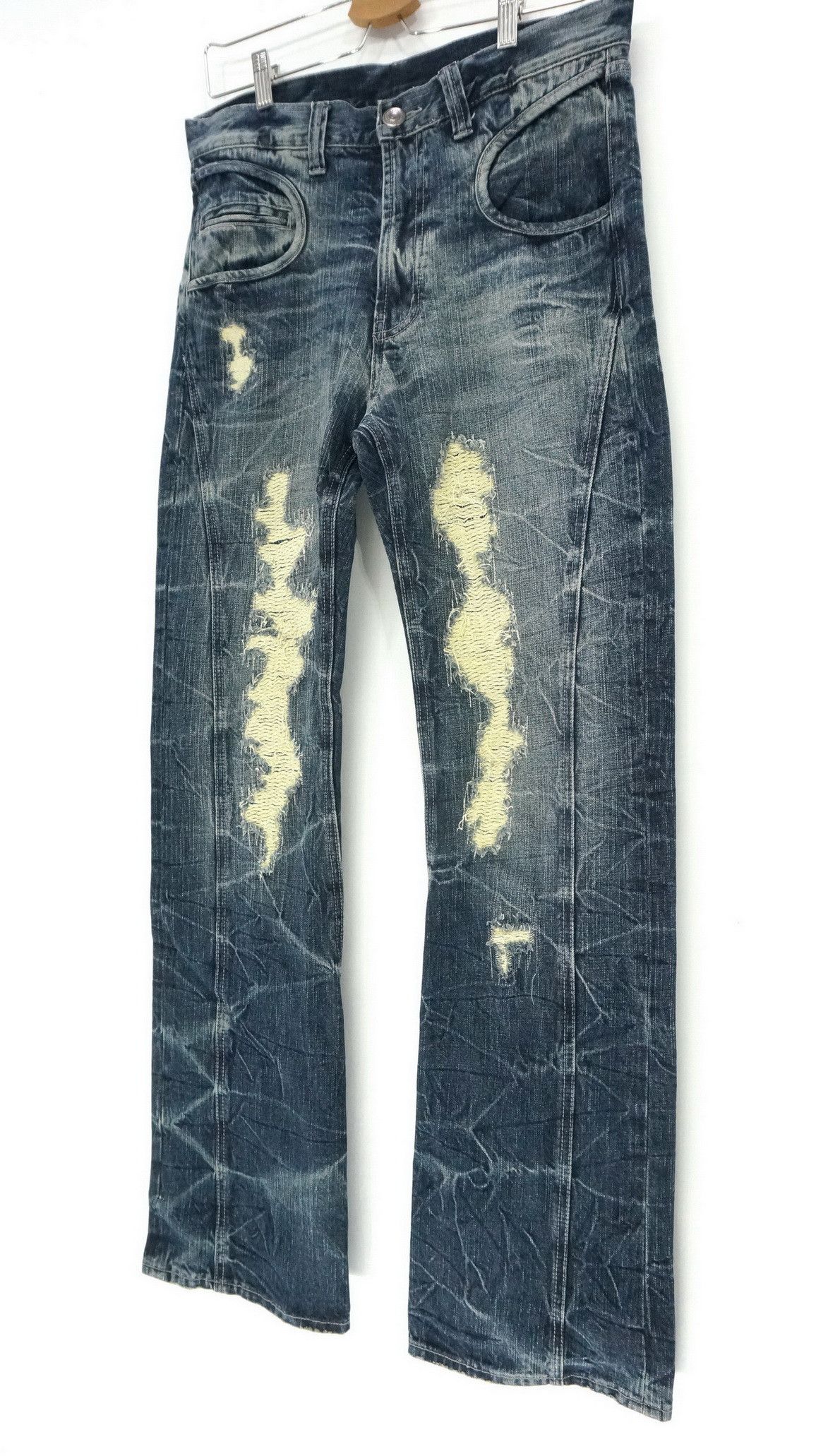 Japanese Brand Vintage Japanese Brand ANN DO Boro Tribal Flared Jeans Size US 32 / EU 48 - 3 Thumbnail