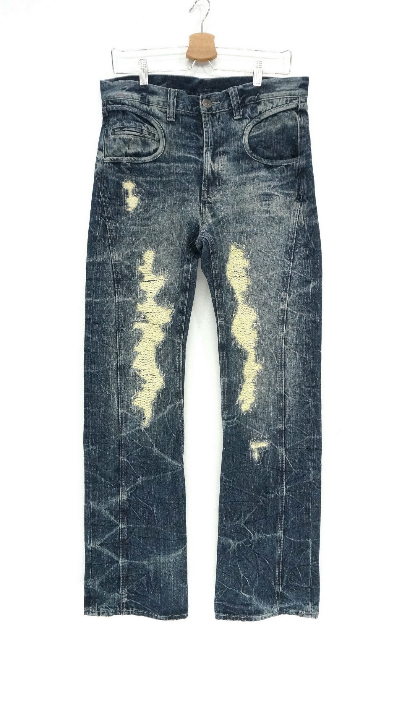 Japanese Brand Vintage Japanese Brand ANN DO Boro Tribal Flared Jeans Size US 32 / EU 48 - 1 Thumbnail