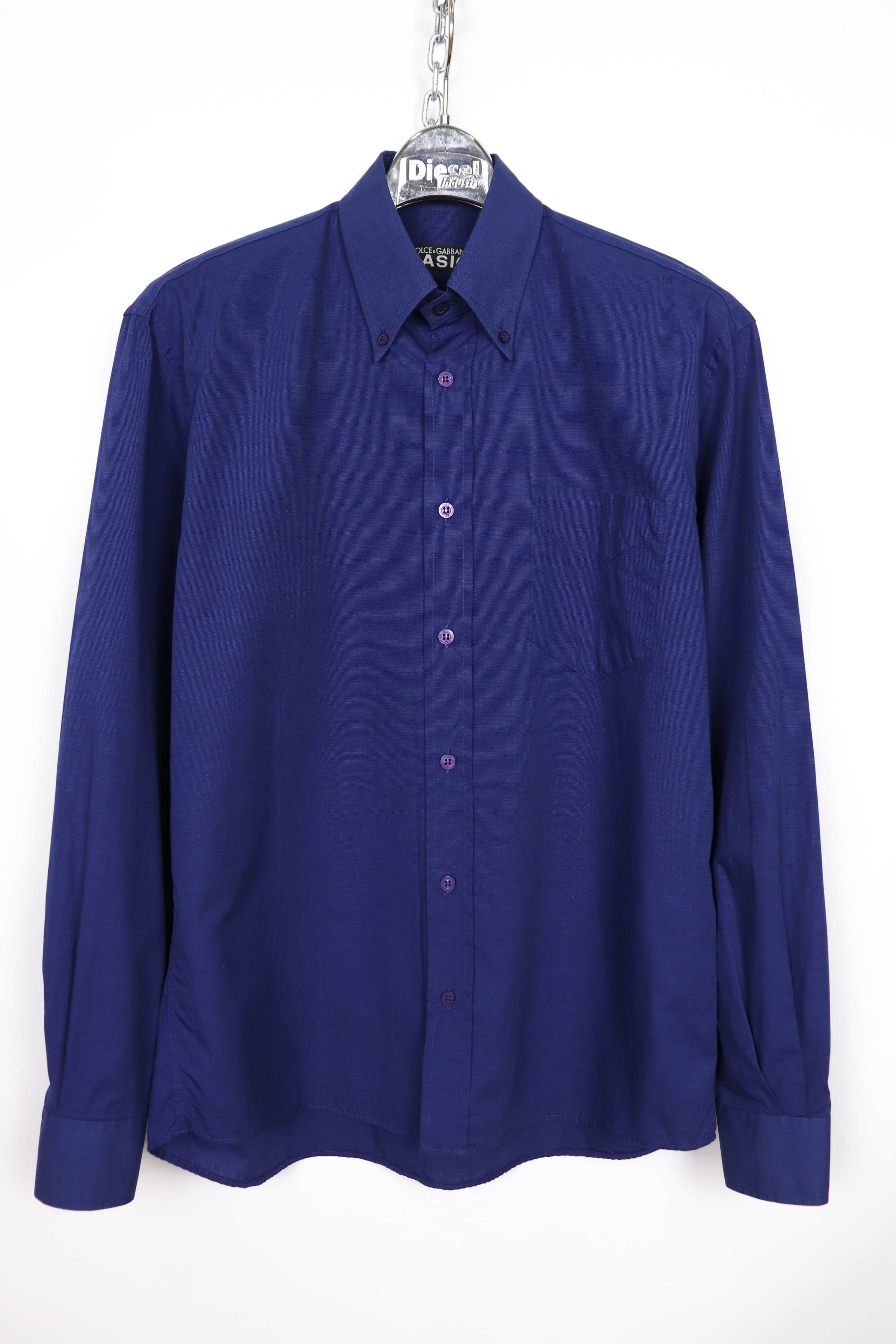 Dolce & Gabbana Dolce & Gabbana BASIC Vintage 90s Navy Blue Cotton Shirt Size US L / EU 52-54 / 3 - 1 Thumbnail