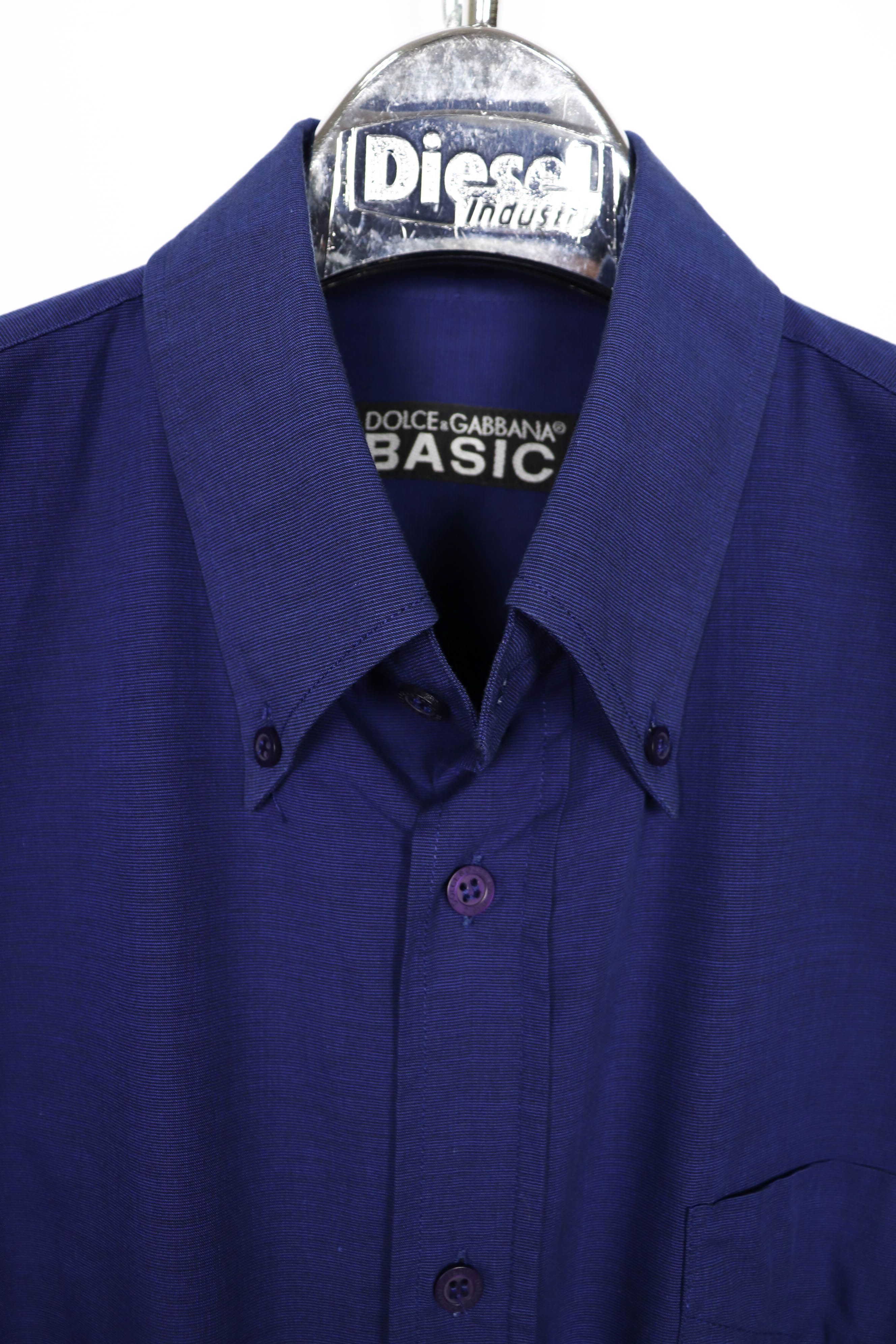 Dolce & Gabbana Dolce & Gabbana BASIC Vintage 90s Navy Blue Cotton Shirt Size US L / EU 52-54 / 3 - 6 Thumbnail