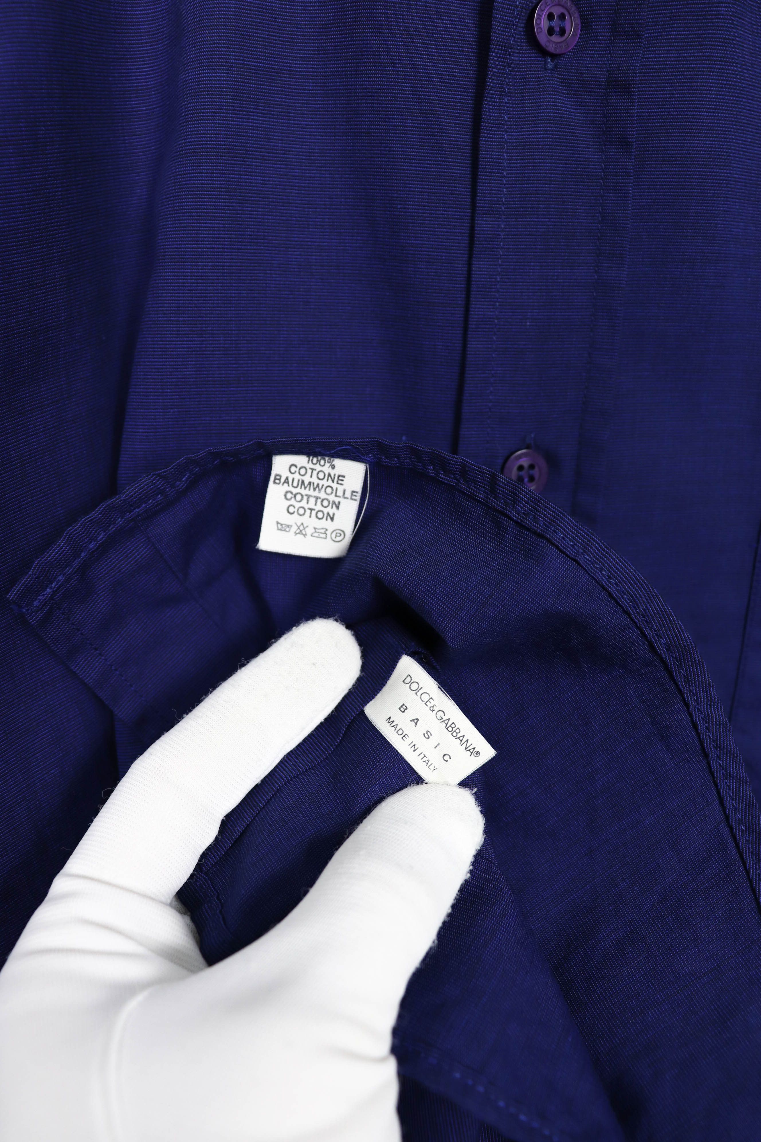 Dolce & Gabbana Dolce & Gabbana BASIC Vintage 90s Navy Blue Cotton Shirt Size US L / EU 52-54 / 3 - 8 Thumbnail