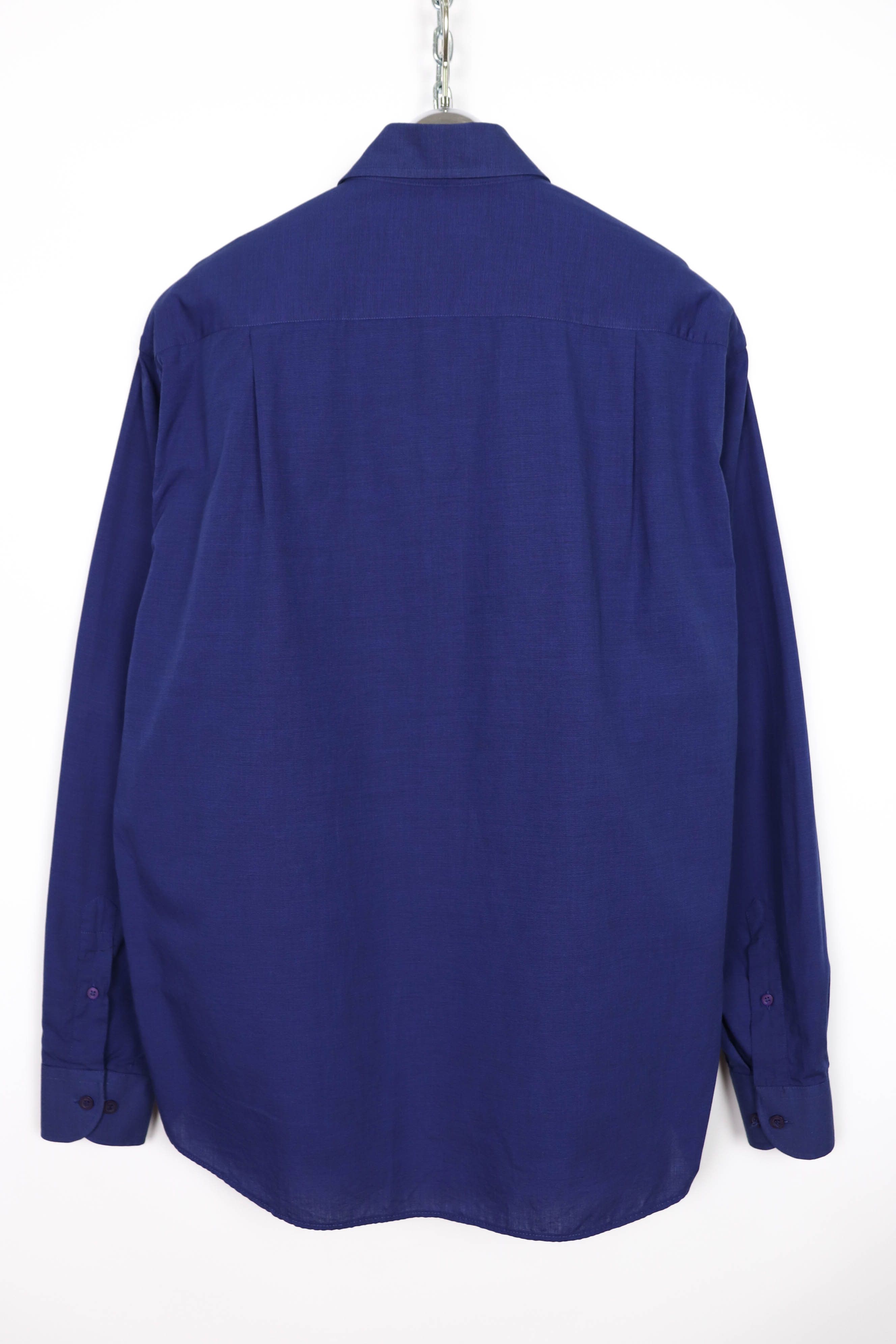 Dolce & Gabbana Dolce & Gabbana BASIC Vintage 90s Navy Blue Cotton Shirt Size US L / EU 52-54 / 3 - 2 Thumbnail