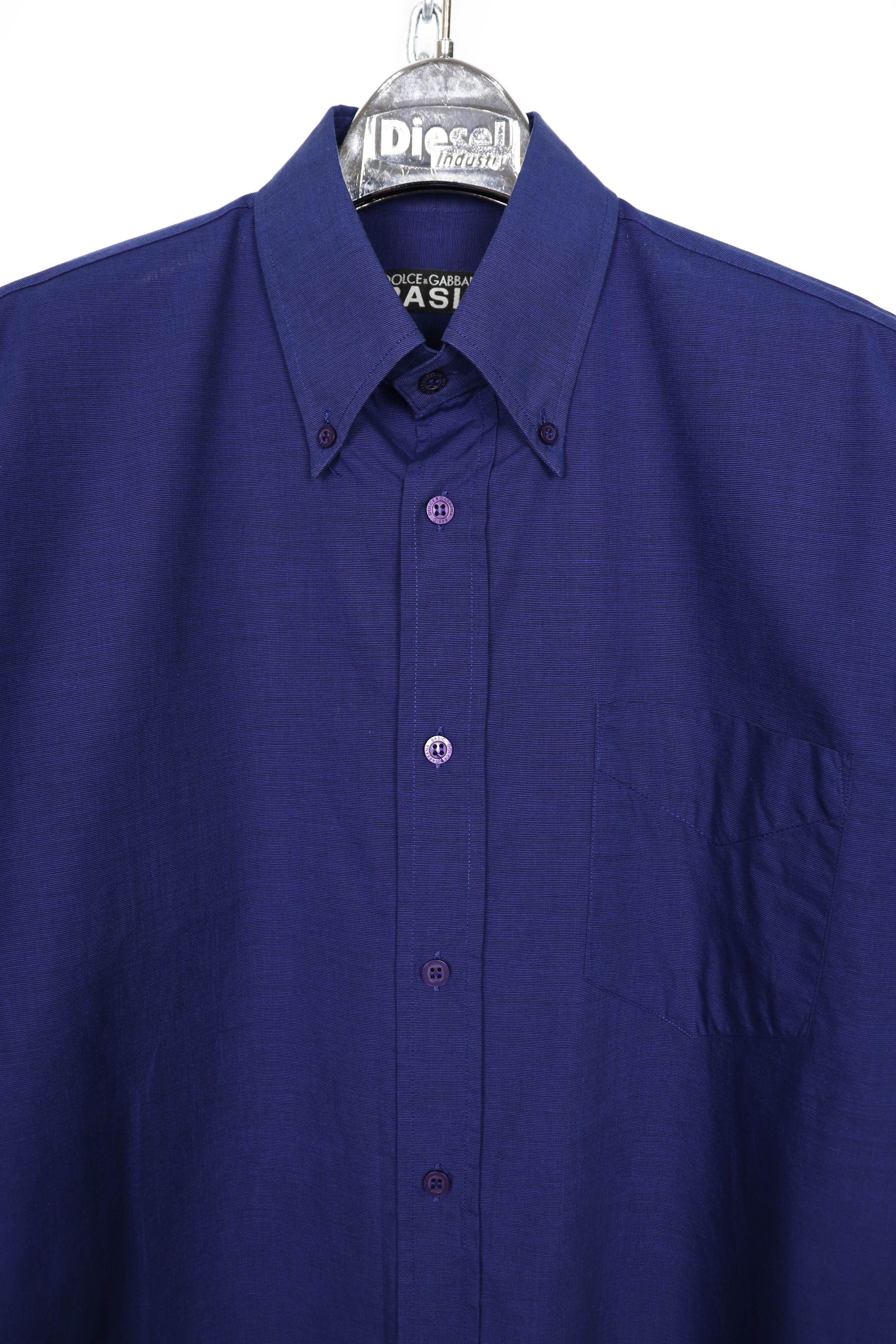 Dolce & Gabbana Dolce & Gabbana BASIC Vintage 90s Navy Blue Cotton Shirt Size US L / EU 52-54 / 3 - 4 Thumbnail