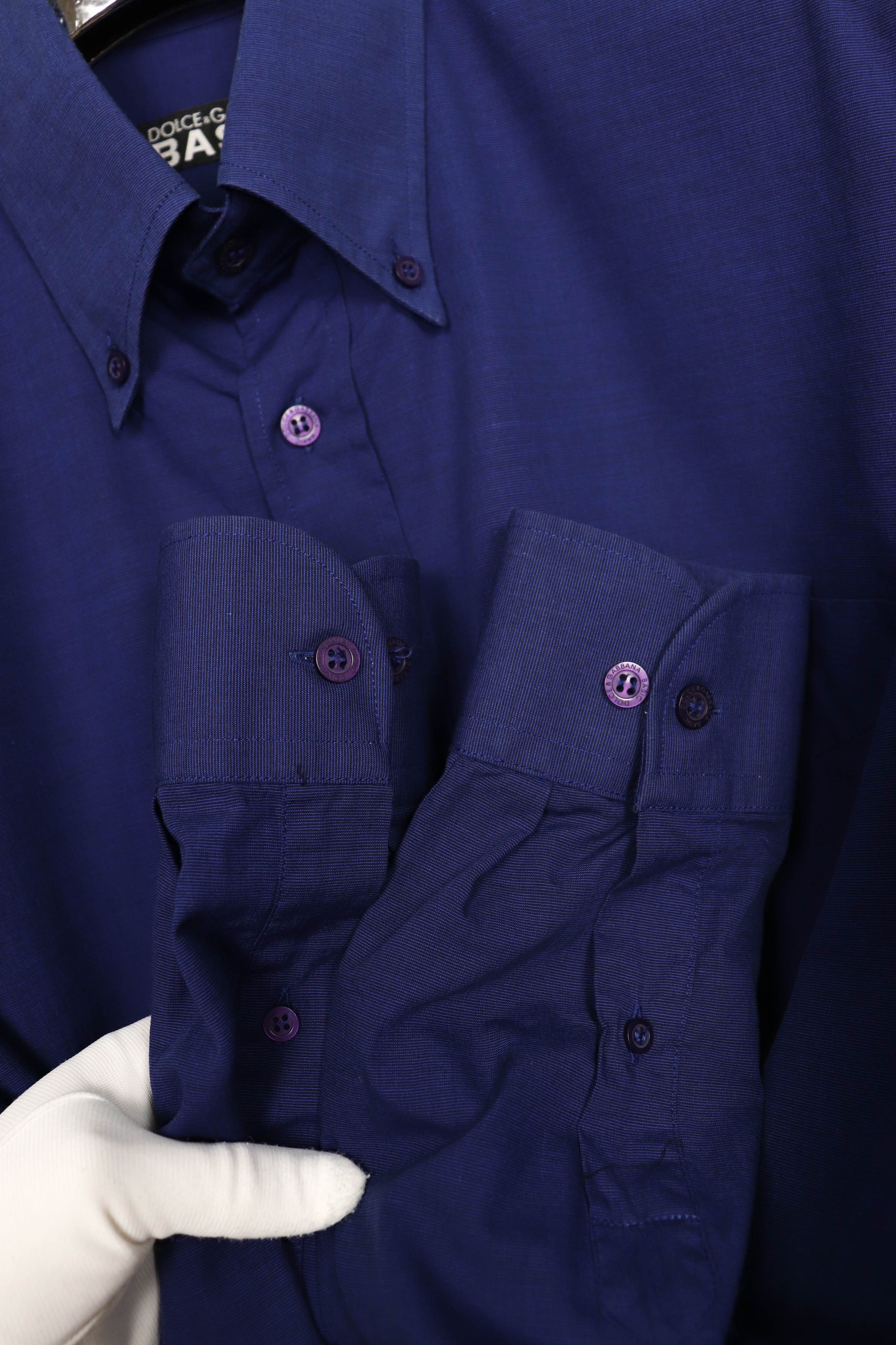 Dolce & Gabbana Dolce & Gabbana BASIC Vintage 90s Navy Blue Cotton Shirt Size US L / EU 52-54 / 3 - 9 Thumbnail