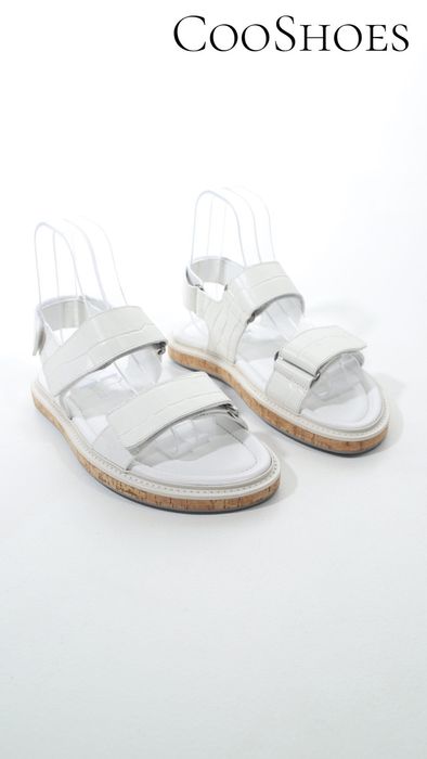 LOUIS VUITTON Monogram Mens Flat Velcro Sandals 42 White | FASHIONPHILE