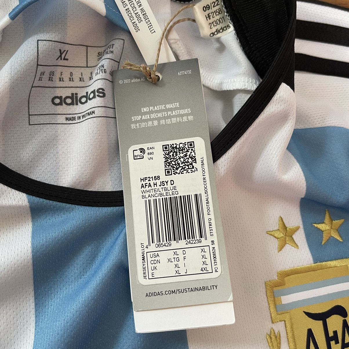 Adidas NWT ARGENTINA ADIDAS 2022 WC FOOTBALL HOME JERSEY #10 MESSI Size US XL / EU 56 / 4 - 9 Thumbnail
