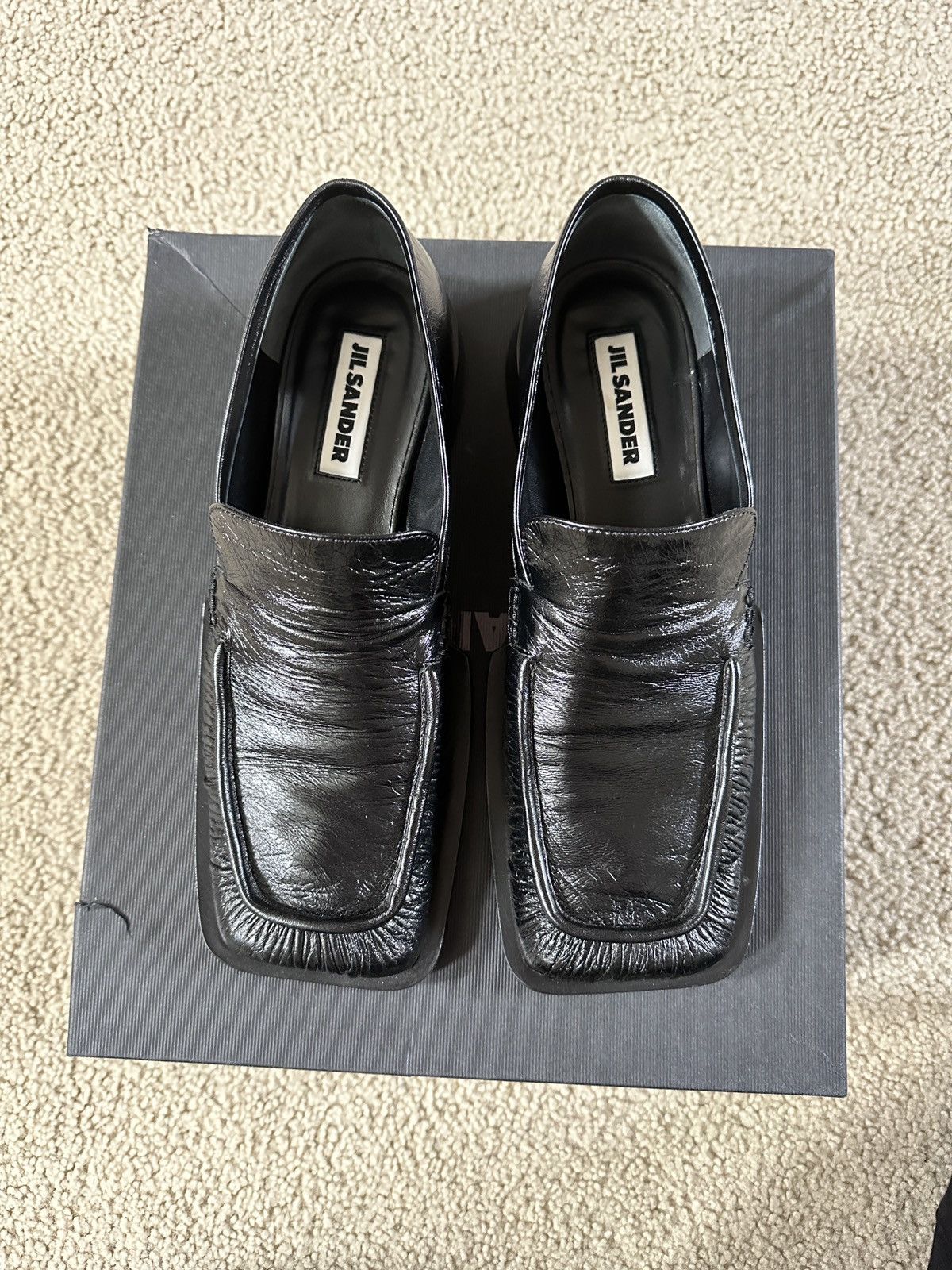 Church’s ×Jill Sander Black plain toe New JIL SANDER 37 7 platforms heels shoes lace up oxfords