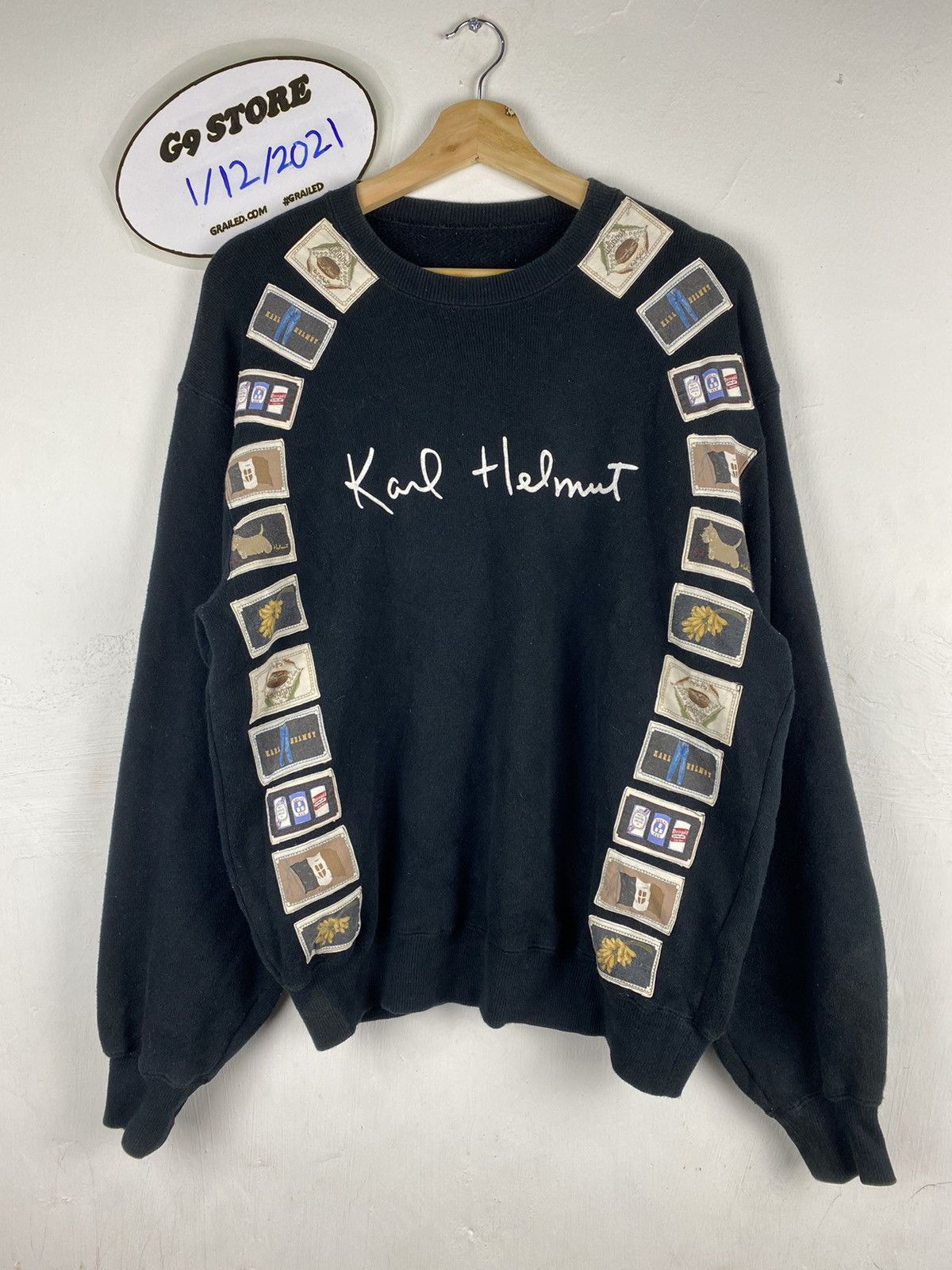 Japanese Brand STEAL🔥 Vintage Spell Out Karl Helmut Patchwork Sweatshirts Size US M / EU 48-50 / 2 - 1 Thumbnail