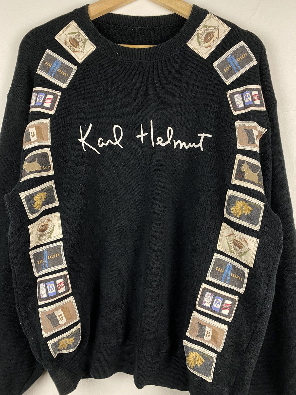 Japanese Brand STEAL🔥 Vintage Spell Out Karl Helmut Patchwork Sweatshirts Size US M / EU 48-50 / 2 - 2 Thumbnail