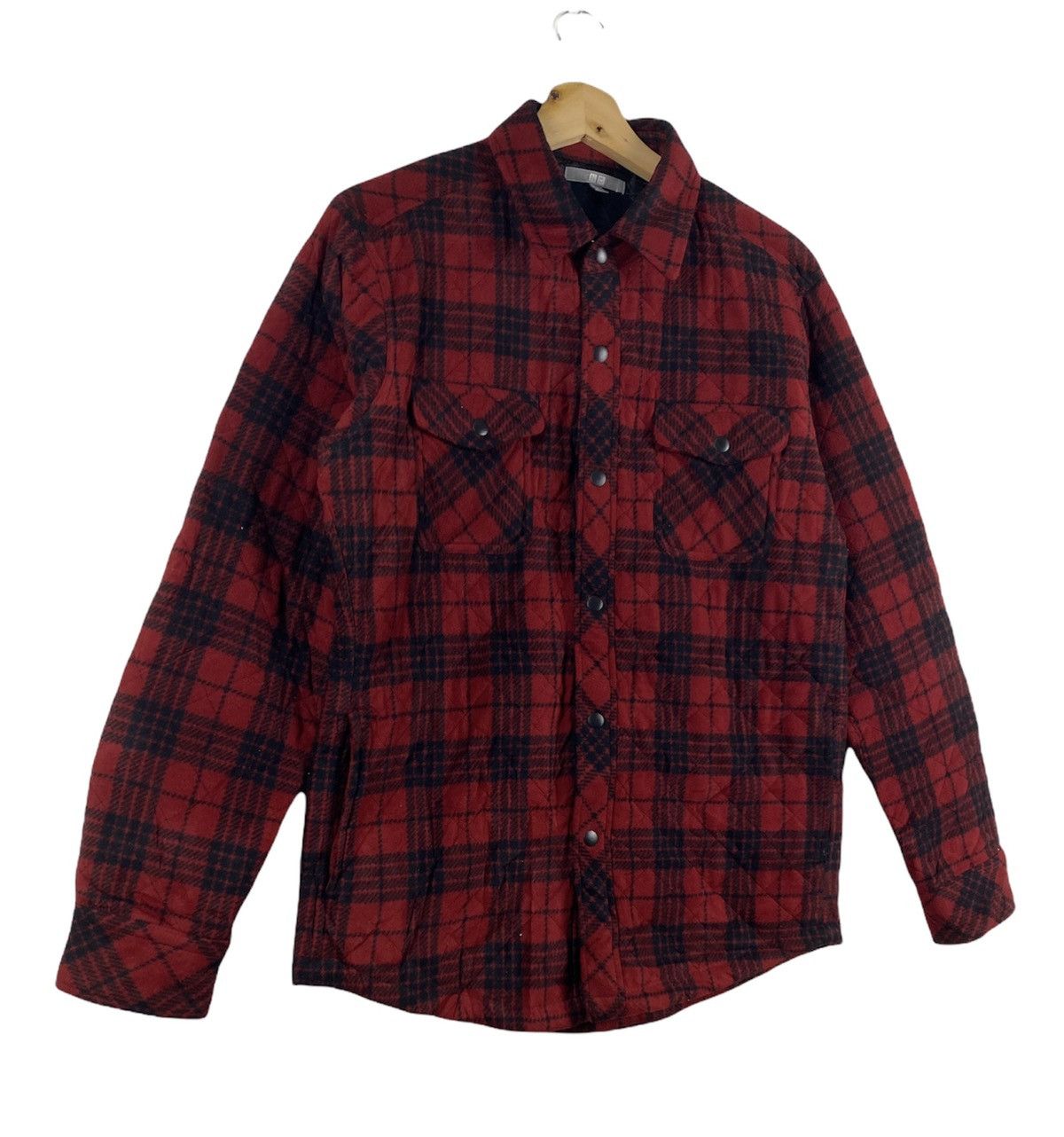Flannel Vintage Uniqlo Puffer Shadow Plaid Checkered Flannel Jacket Size US M / EU 48-50 / 2 - 2 Thumbnail