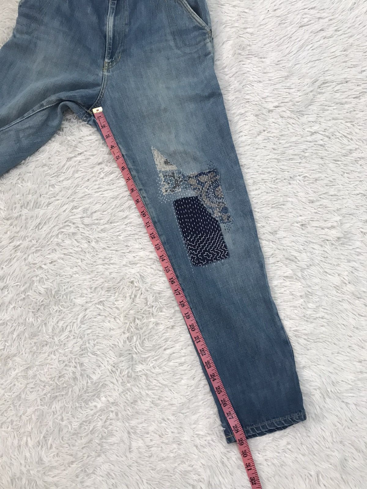 Issey Miyake Mercibeaucoup Issey Miyake Denim Pant With Patches Size US 31 - 21 Thumbnail