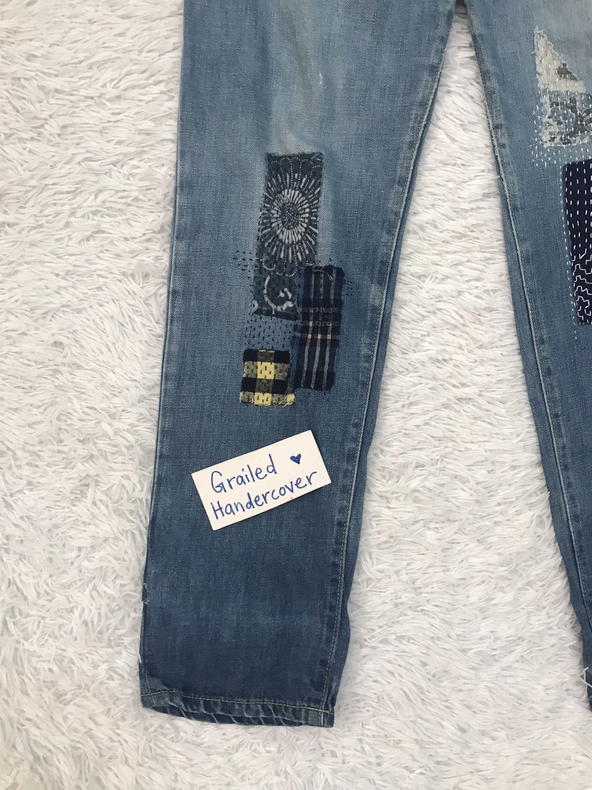 Issey Miyake Mercibeaucoup Issey Miyake Denim Pant With Patches Size US 31 - 6 Thumbnail