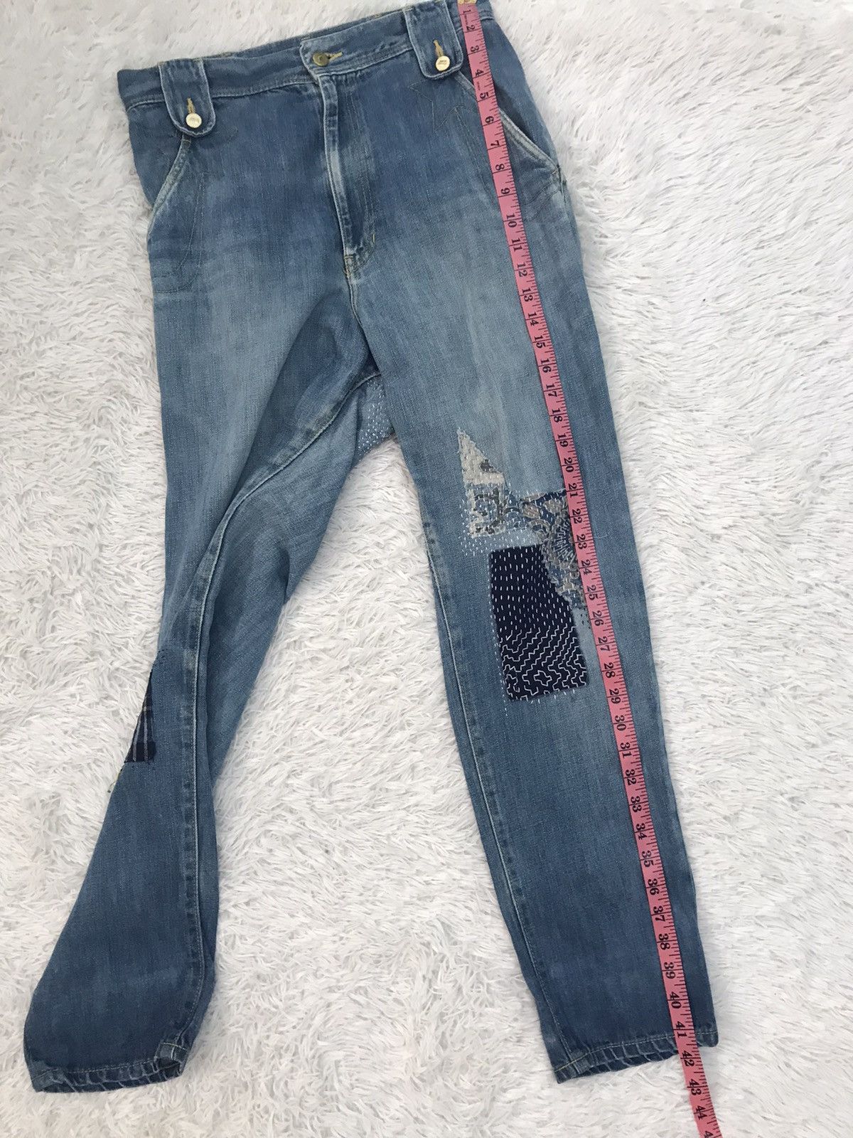 Issey Miyake Mercibeaucoup Issey Miyake Denim Pant With Patches Size US 31 - 20 Thumbnail