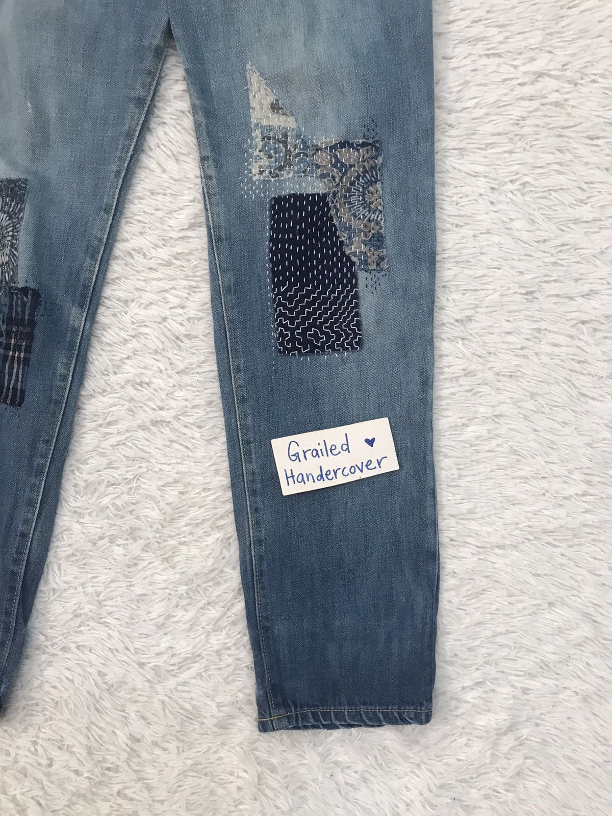 Issey Miyake Mercibeaucoup Issey Miyake Denim Pant With Patches Size US 31 - 5 Thumbnail