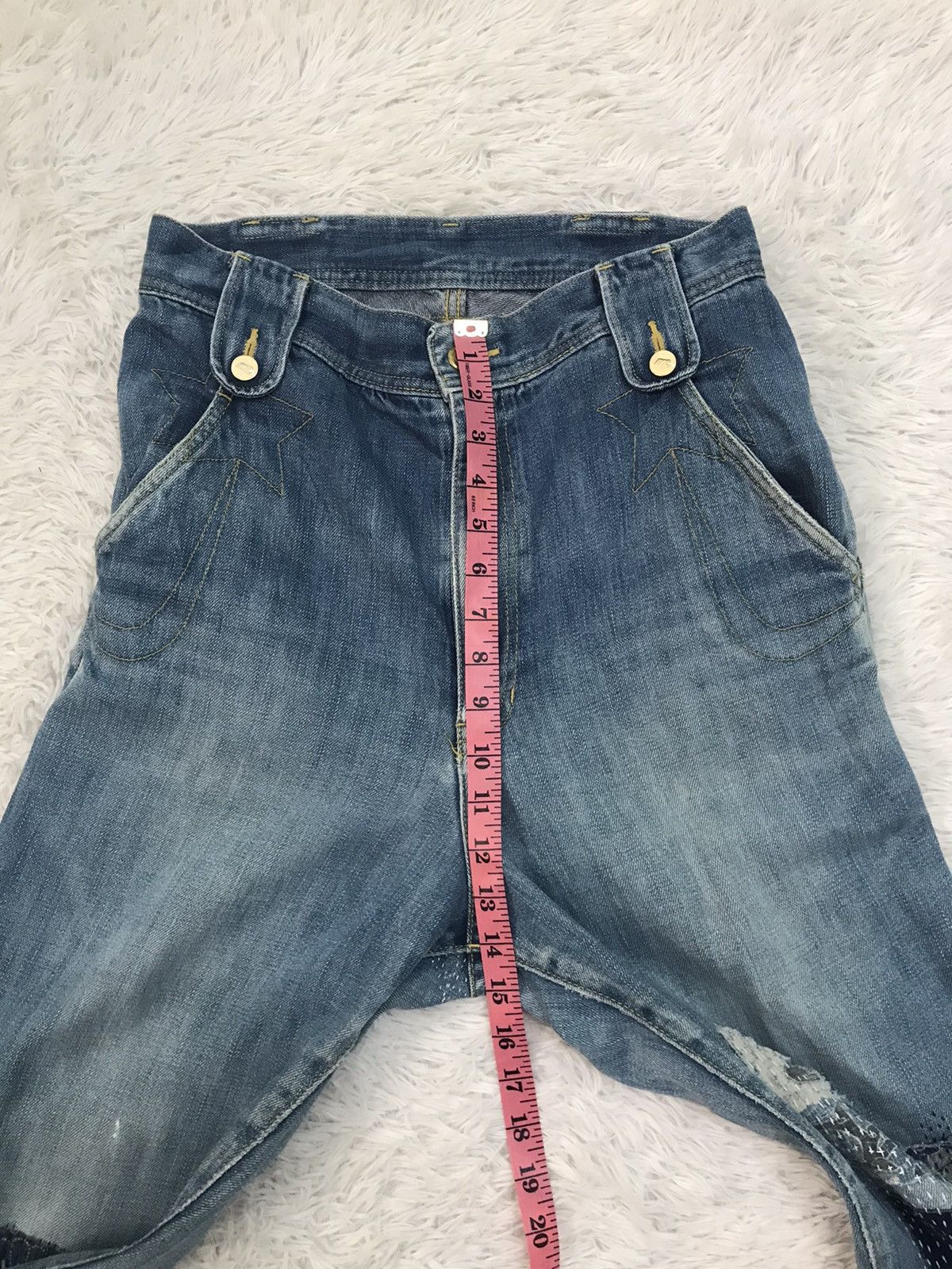 Issey Miyake Mercibeaucoup Issey Miyake Denim Pant With Patches Size US 31 - 22 Thumbnail
