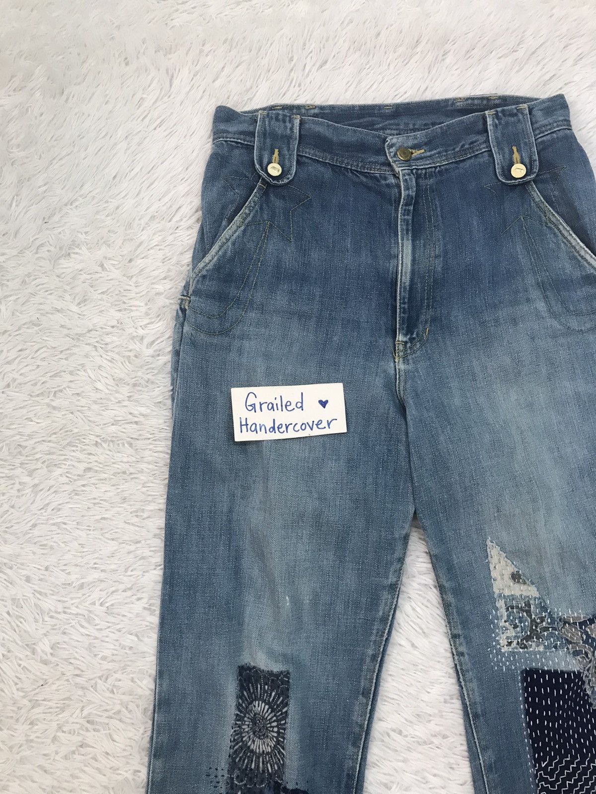 Issey Miyake Mercibeaucoup Issey Miyake Denim Pant With Patches Size US 31 - 3 Thumbnail